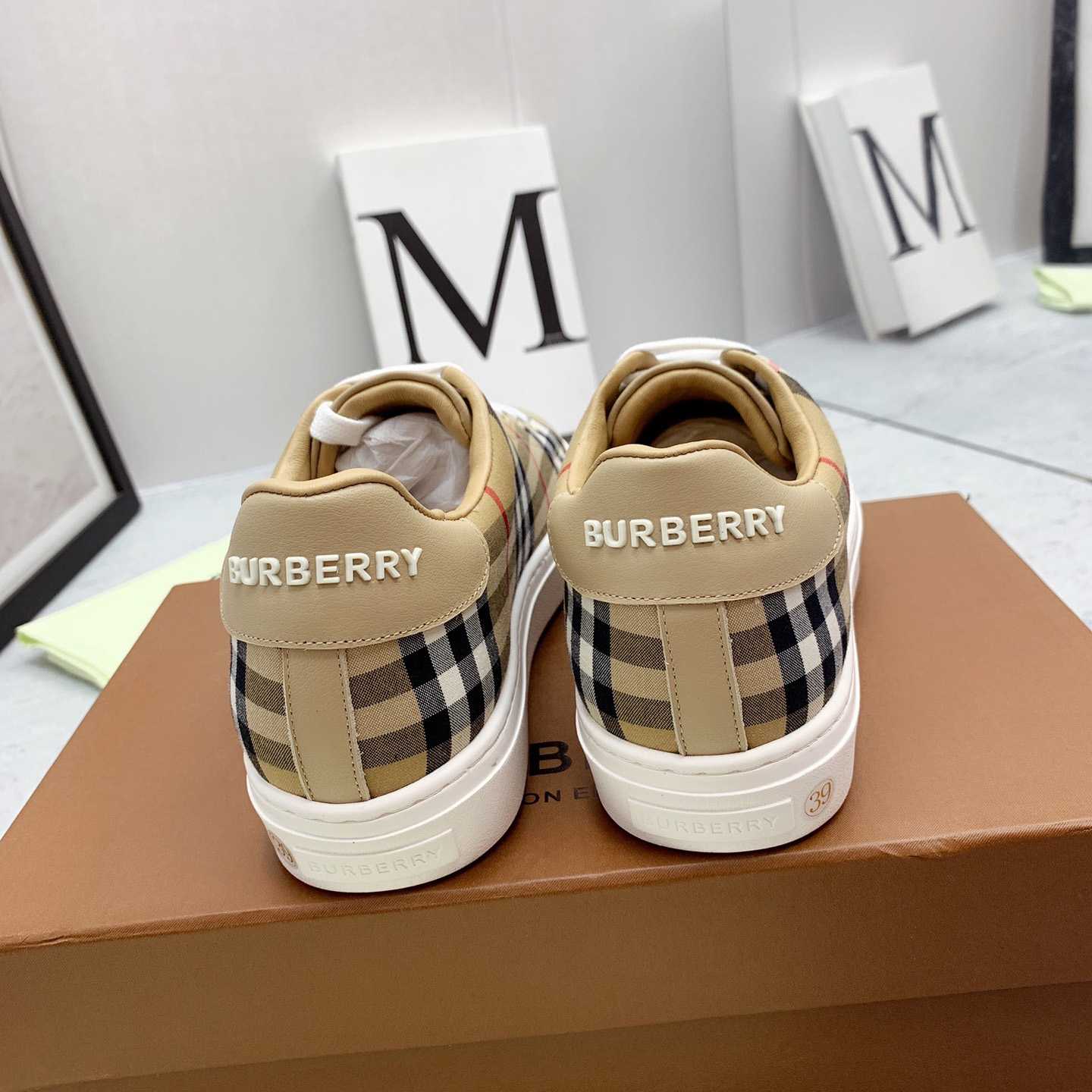 Burberry Vintage Check and Leather Sneakers - DesignerGu