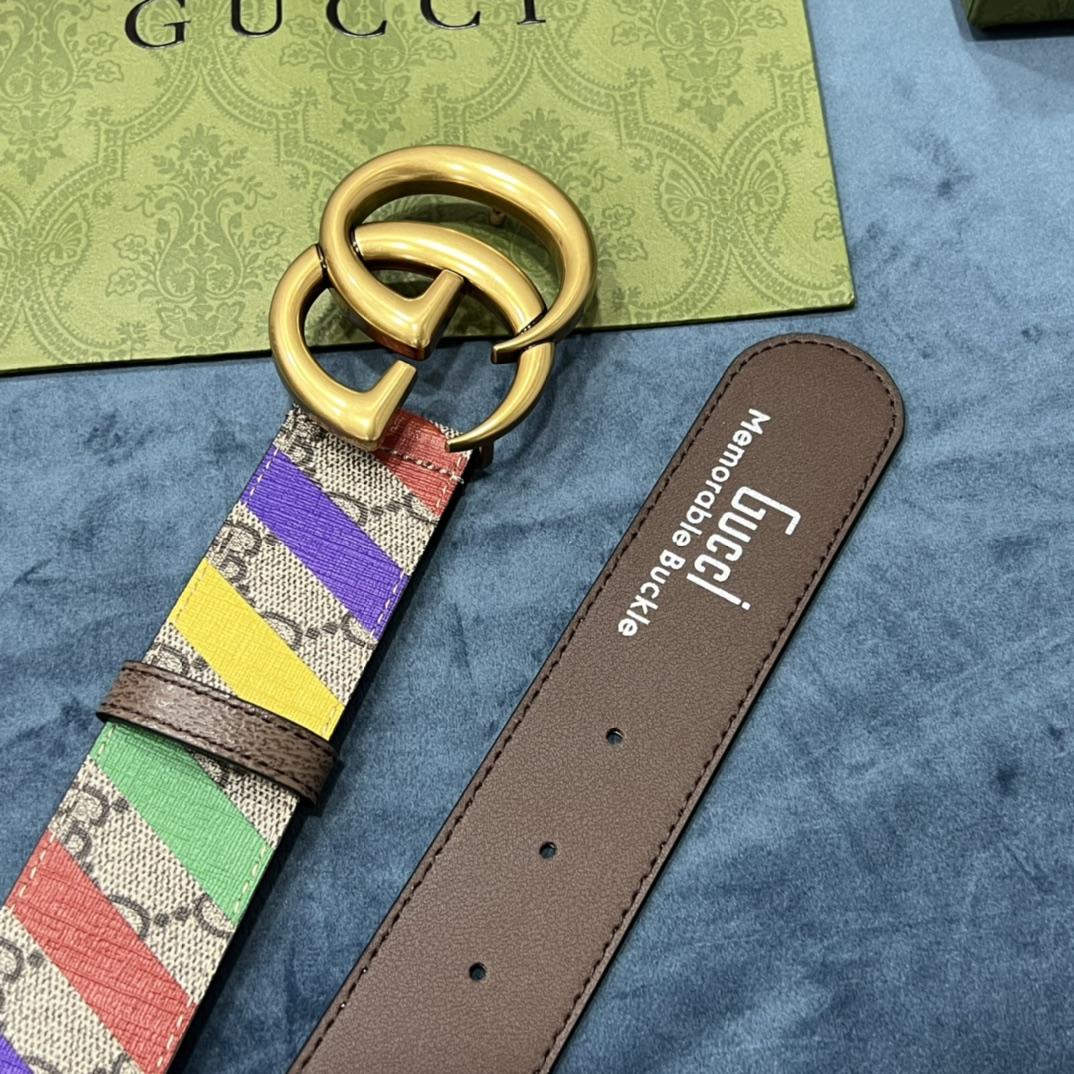 Gucci Striped Belt With Double G - DesignerGu