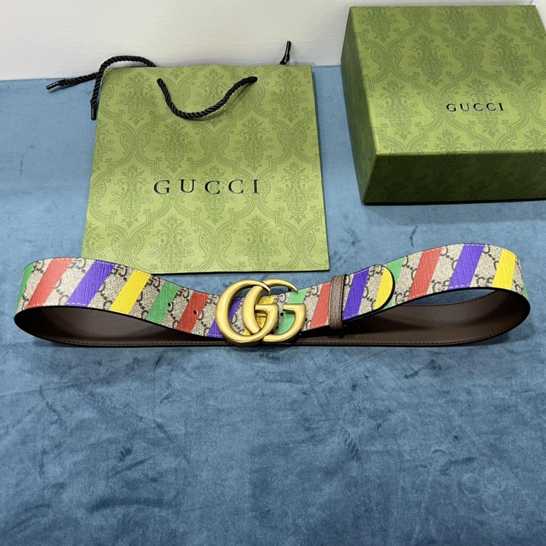 Gucci Striped Belt With Double G - DesignerGu