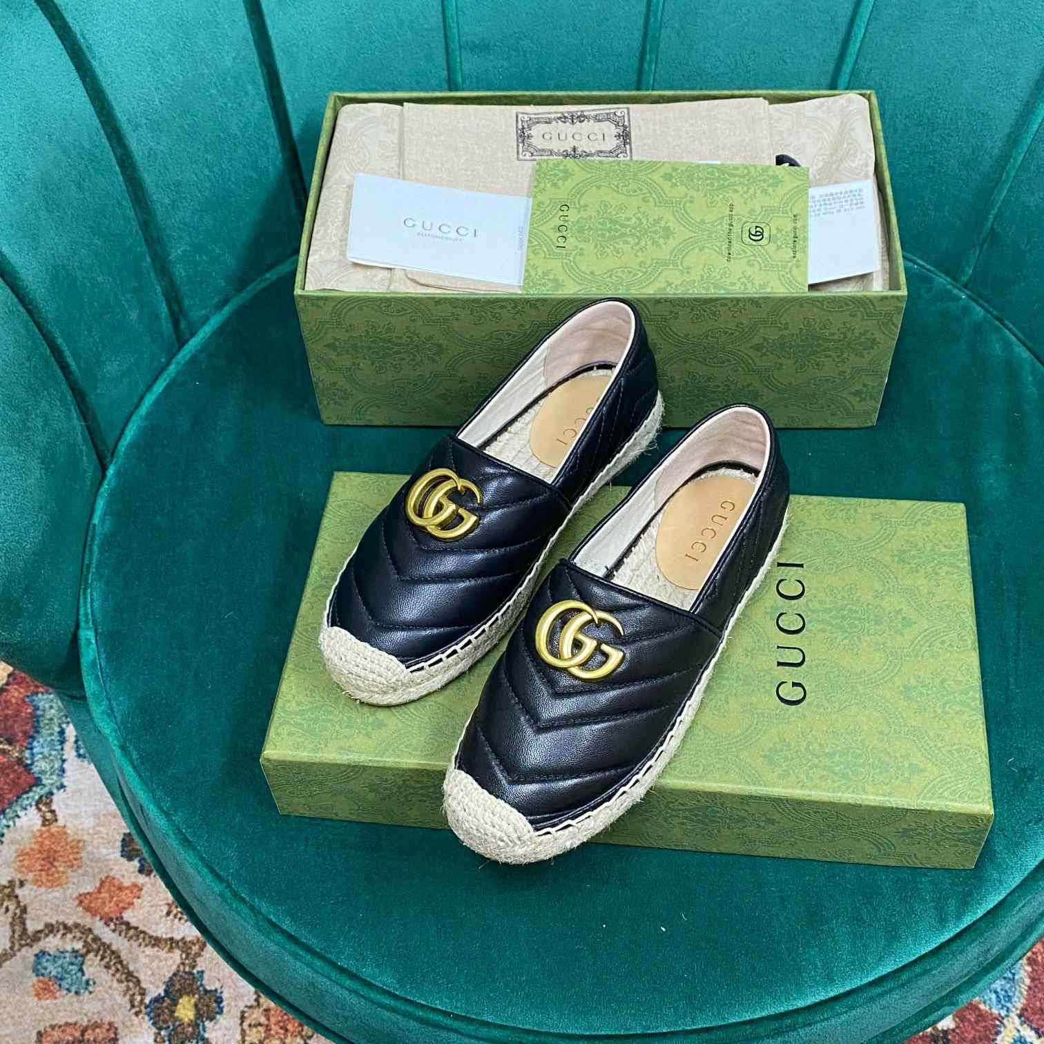 Gucci Leather Espadrille With Double G - DesignerGu