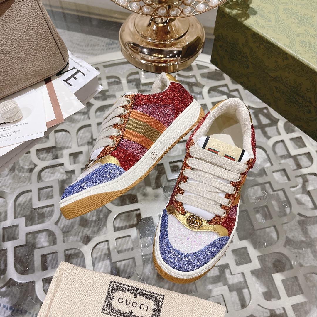 Gucci Lovelight Screener Sneaker With Glitter - DesignerGu