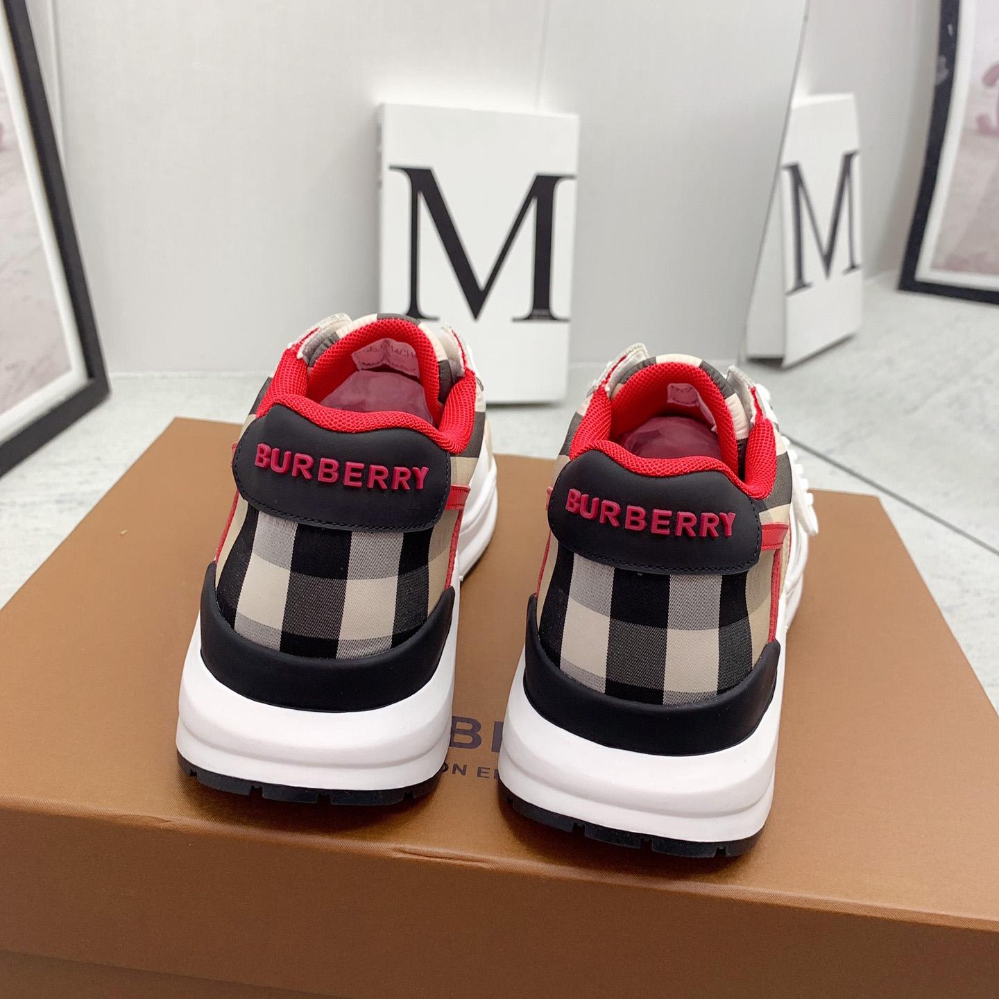 Burberry Check Nylon And Leather Sneakers - DesignerGu