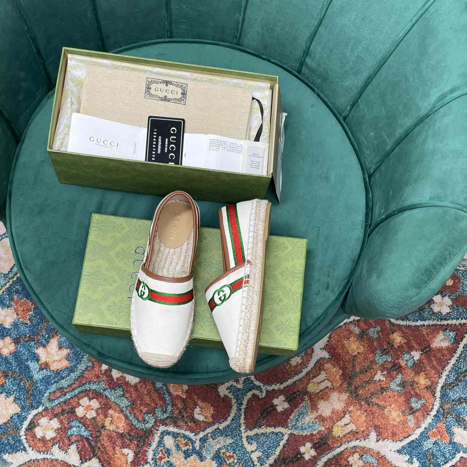 Gucci Embroidered Canvas & Leather Espadrille - DesignerGu