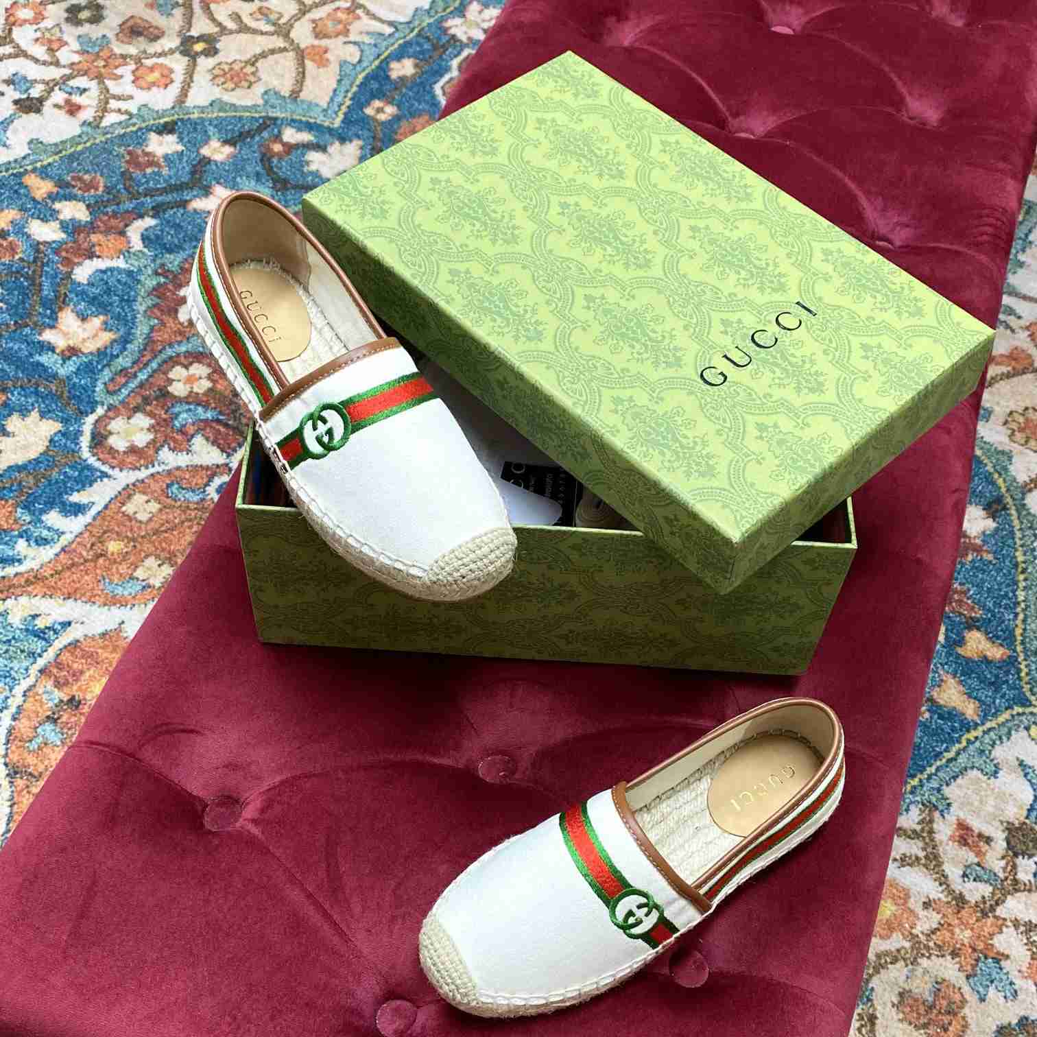 Gucci Embroidered Canvas & Leather Espadrille - DesignerGu