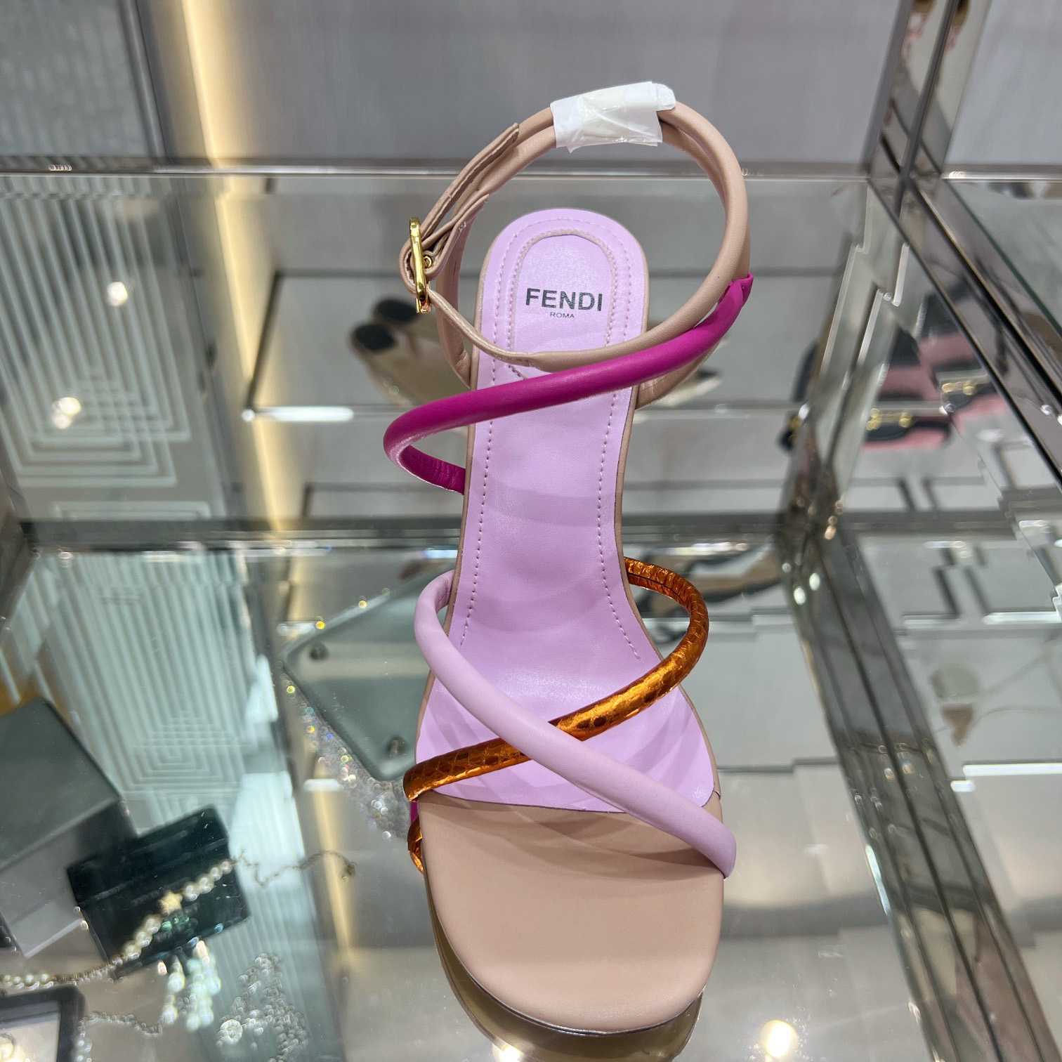 Fendi First Pink Nappa Leather High-Heeled Sandals - DesignerGu