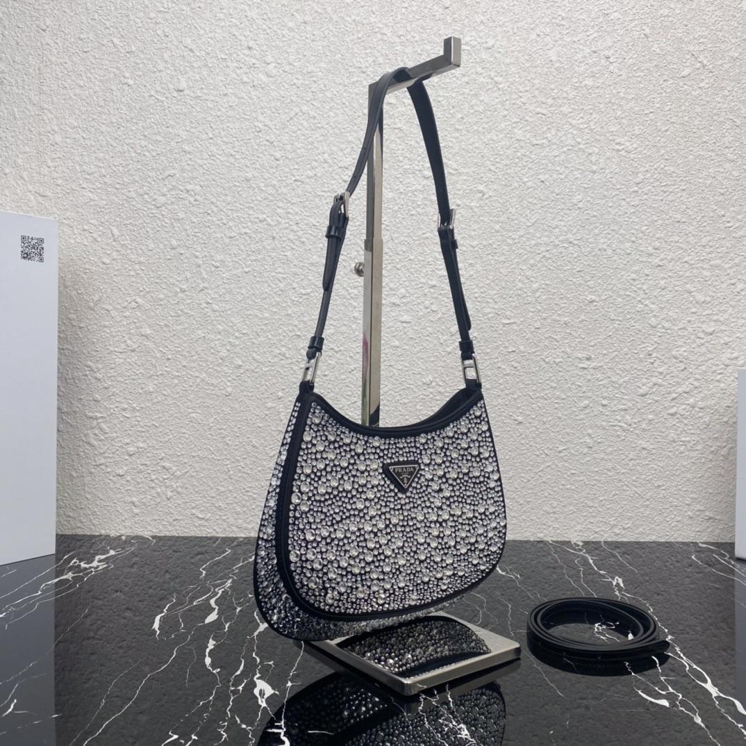 Prada Cleo Satin Bag With Crystals(22-18.5-4.5CM) - DesignerGu