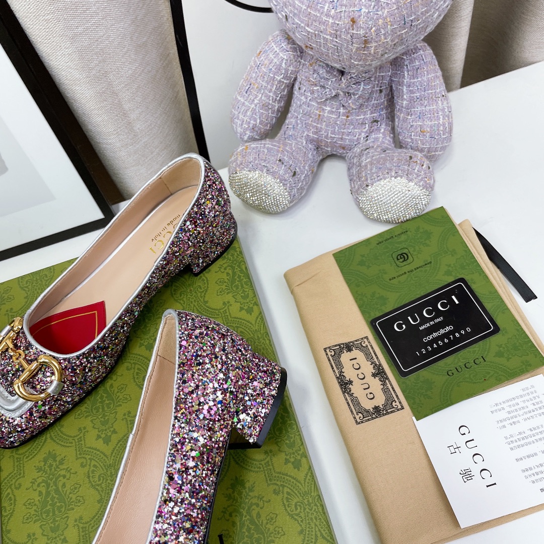 Gucci Lovelight Crystal Ballet Flat With Horsebit - DesignerGu