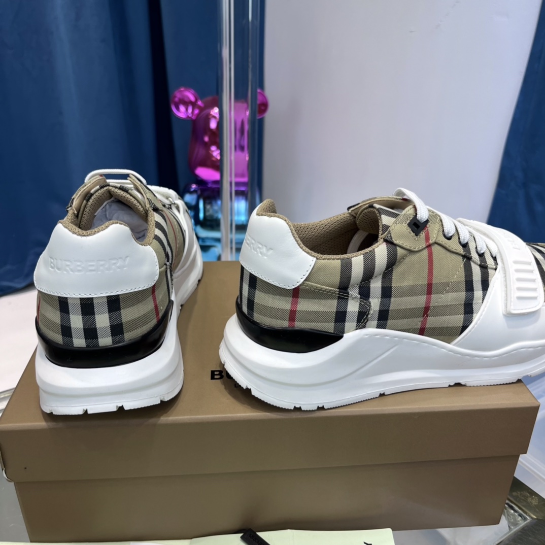 Burberry Vintage Check, Suede And Leather Sneakers - DesignerGu