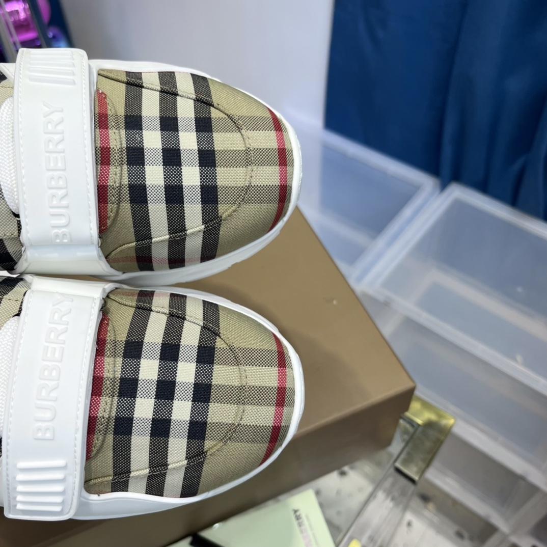 Burberry Vintage Check, Suede And Leather Sneakers - DesignerGu