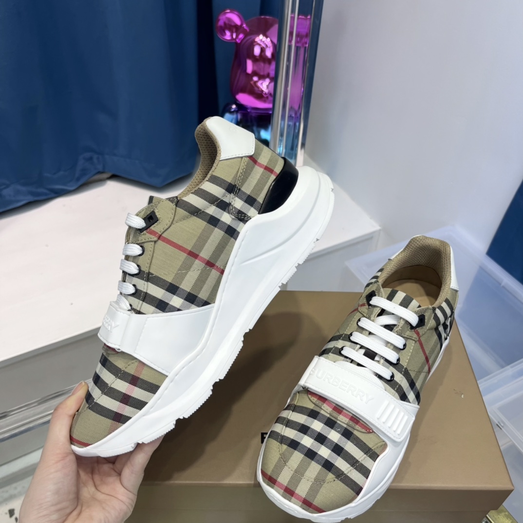 Burberry Vintage Check, Suede And Leather Sneakers - DesignerGu