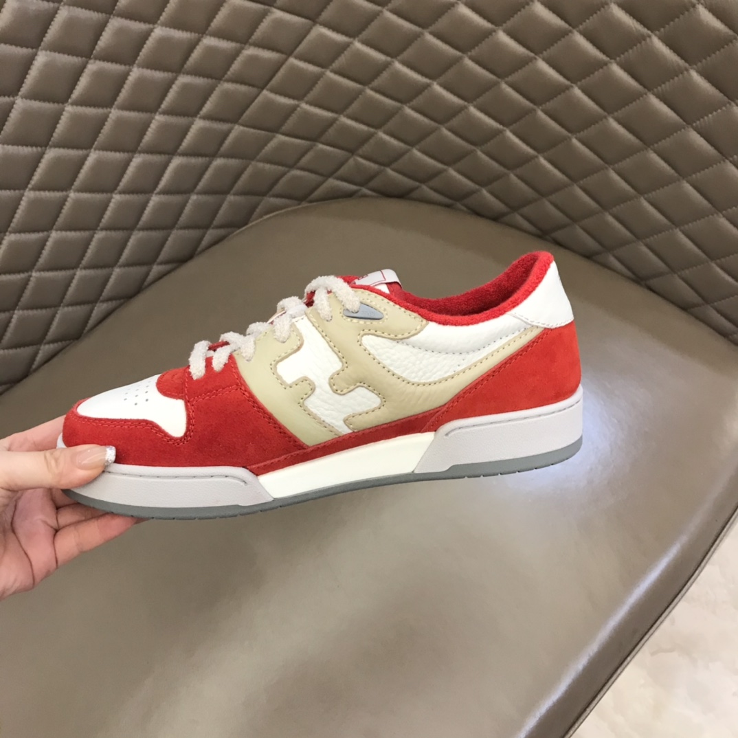 Fendi Red Leather Low-Tops Sneakers - DesignerGu