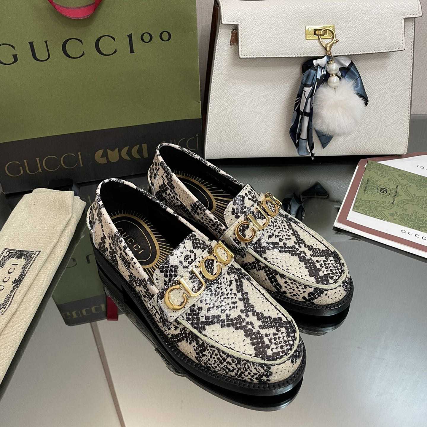 Gucci Women's Gucci Python Print Loafer - DesignerGu