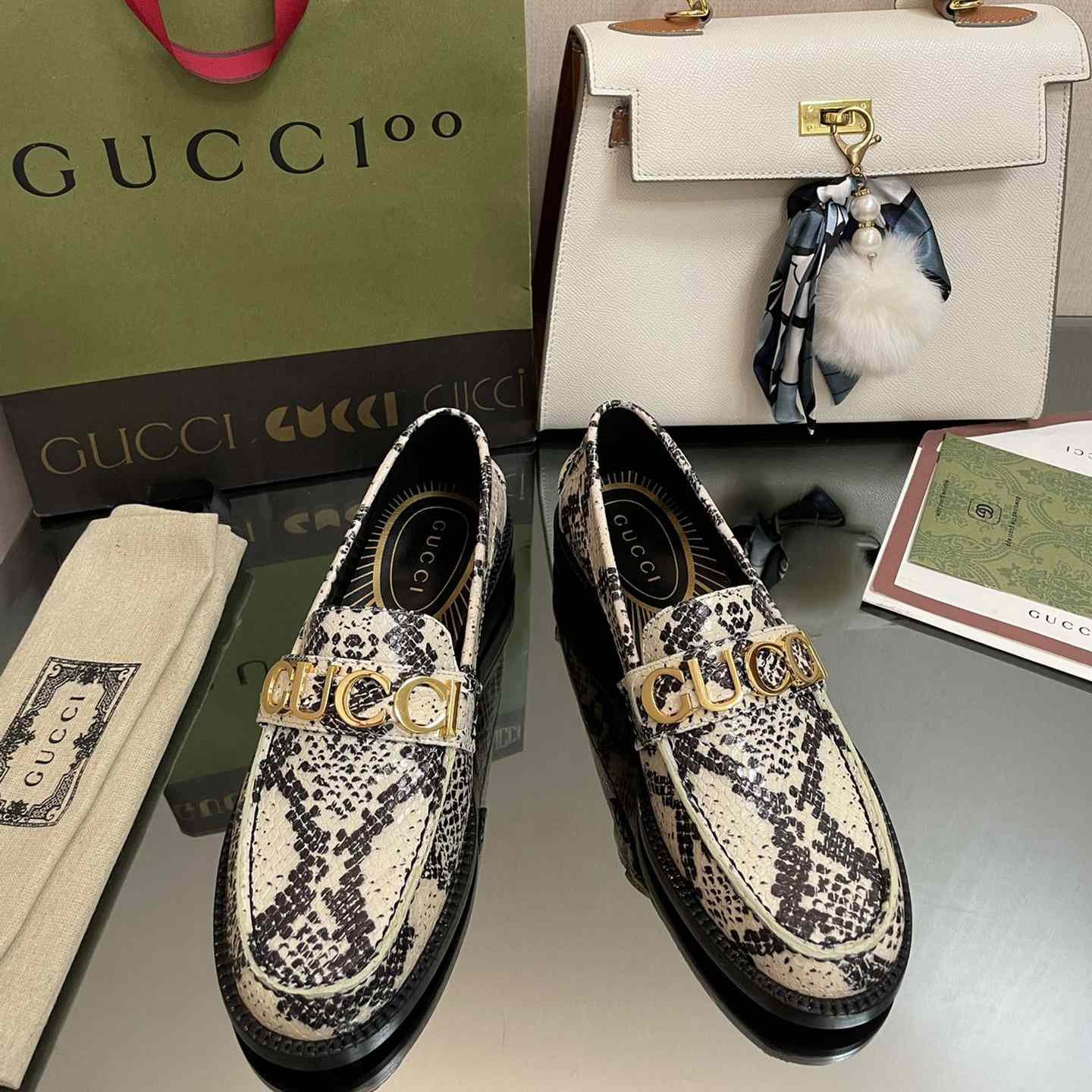 Gucci Women's Gucci Python Print Loafer - DesignerGu