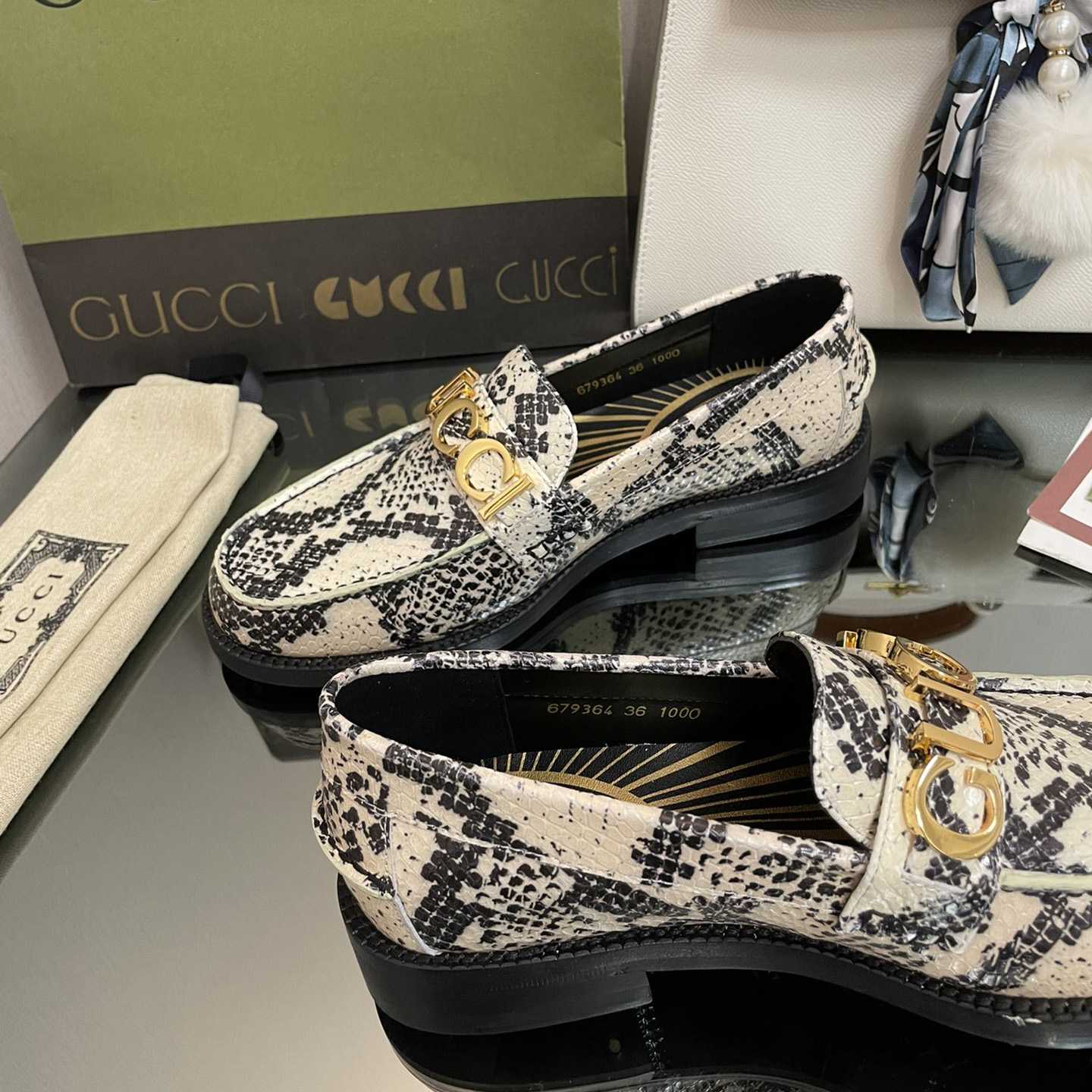 Gucci Women's Gucci Python Print Loafer - DesignerGu