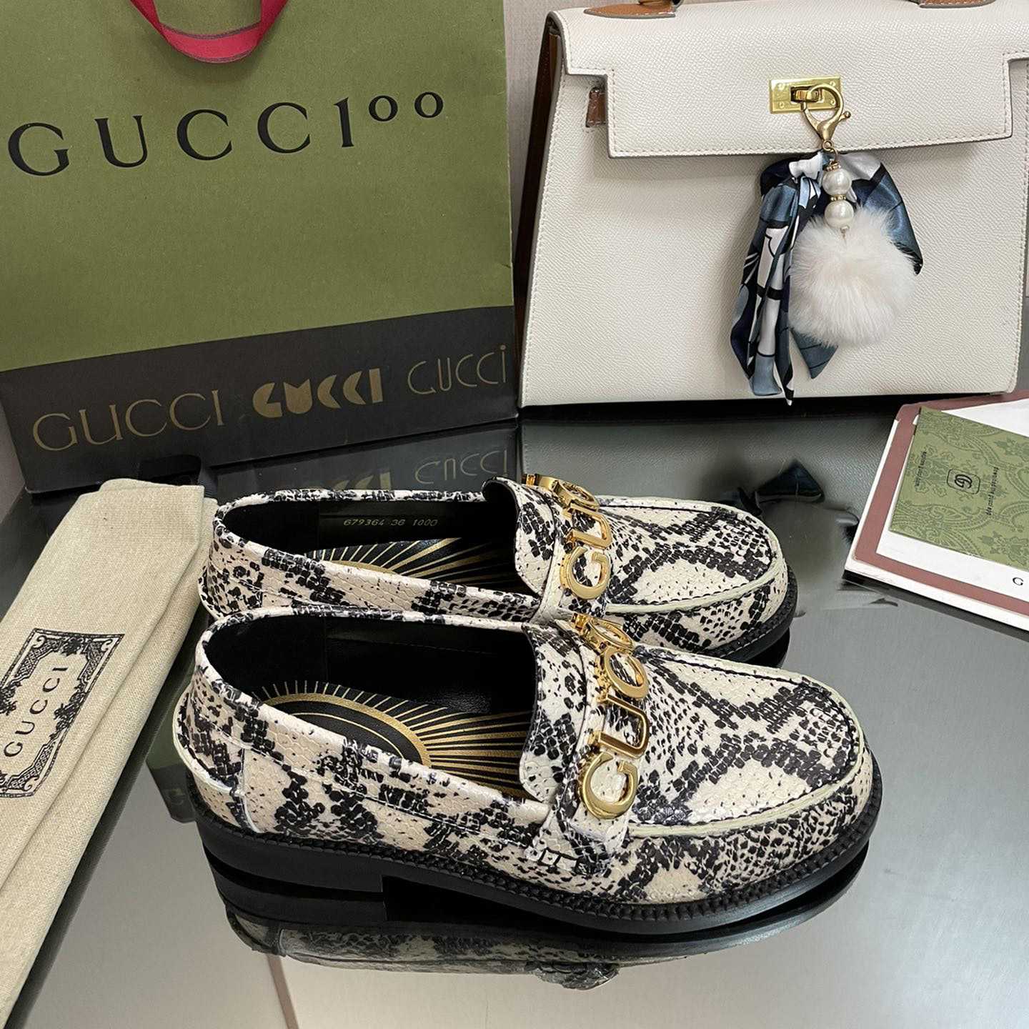 Gucci Women's Gucci Python Print Loafer - DesignerGu