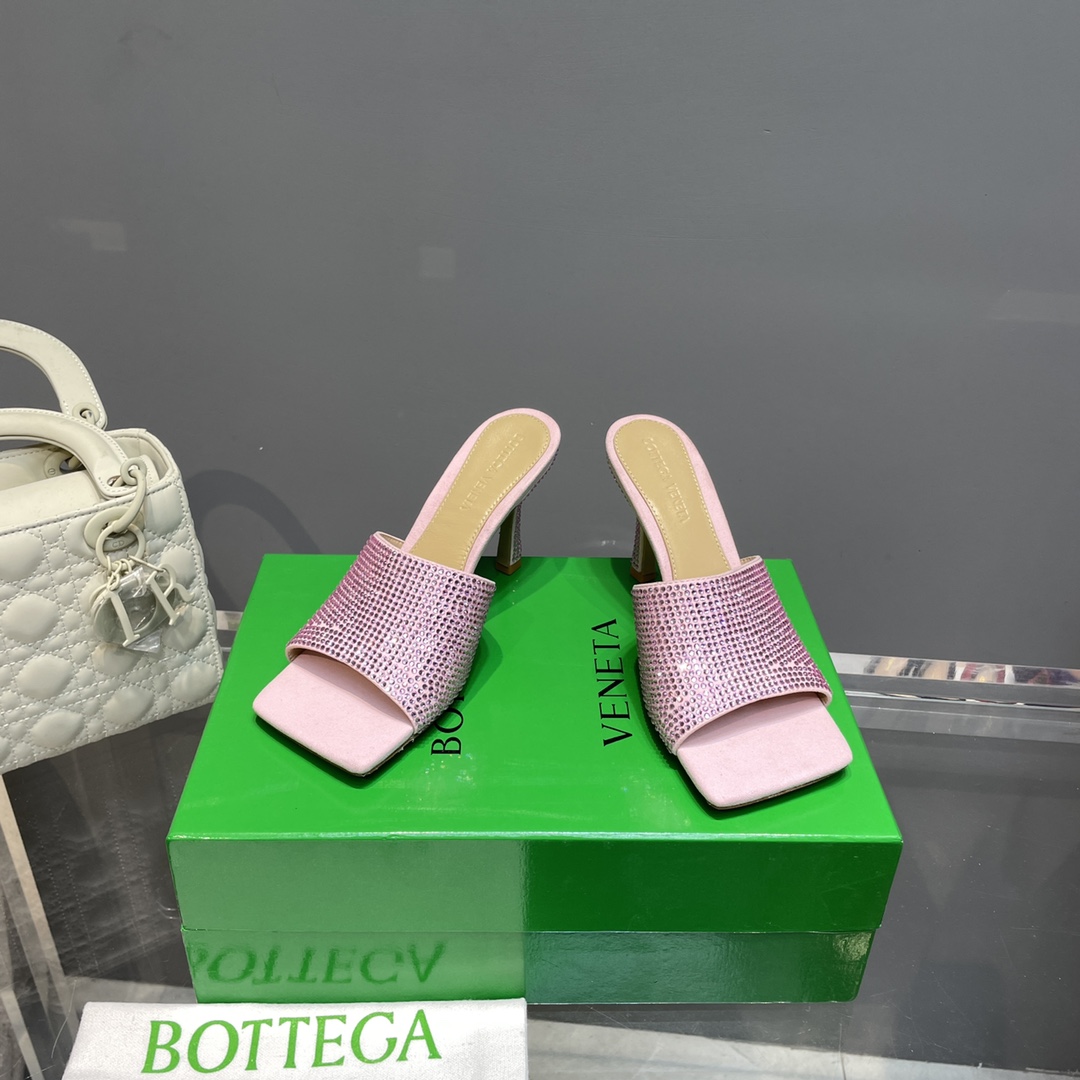 Bottega Veneta Stretch Strass-Embellished Silk Mules - DesignerGu