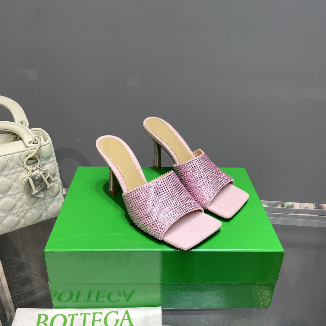 Bottega Veneta Stretch Strass-Embellished Silk Mules - DesignerGu