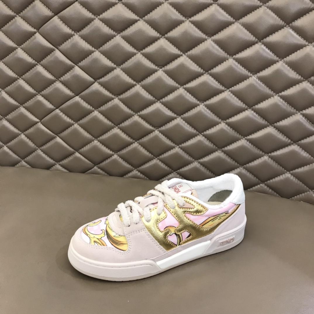 Fendi Match Fendace Printed Pink Satin Low-Tops Sneakers - DesignerGu