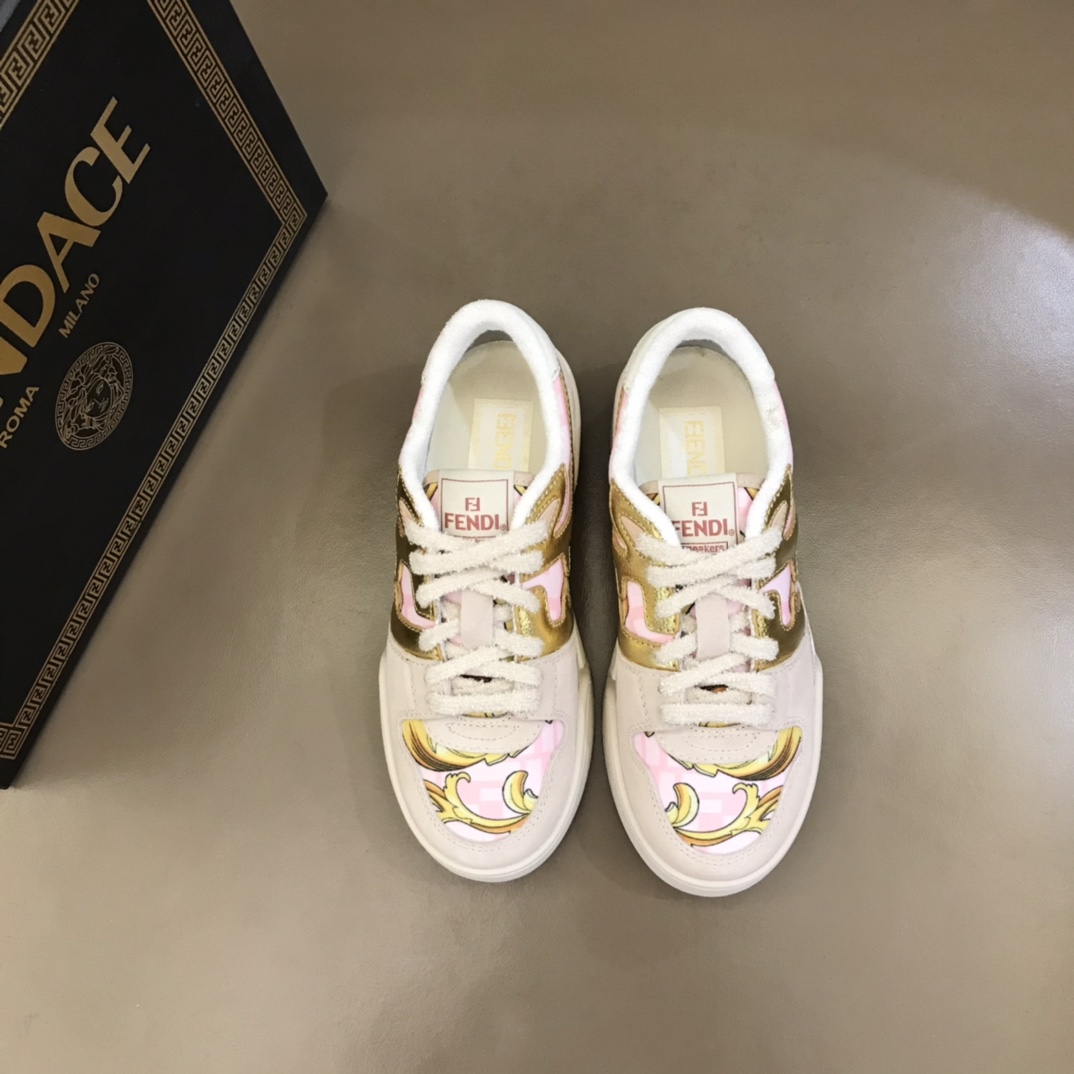 Fendi Match Fendace Printed Pink Satin Low-Tops Sneakers - DesignerGu