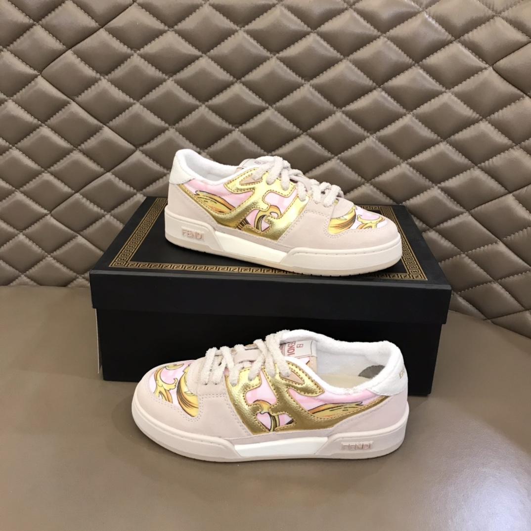 Fendi Match Fendace Printed Pink Satin Low-Tops Sneakers - DesignerGu