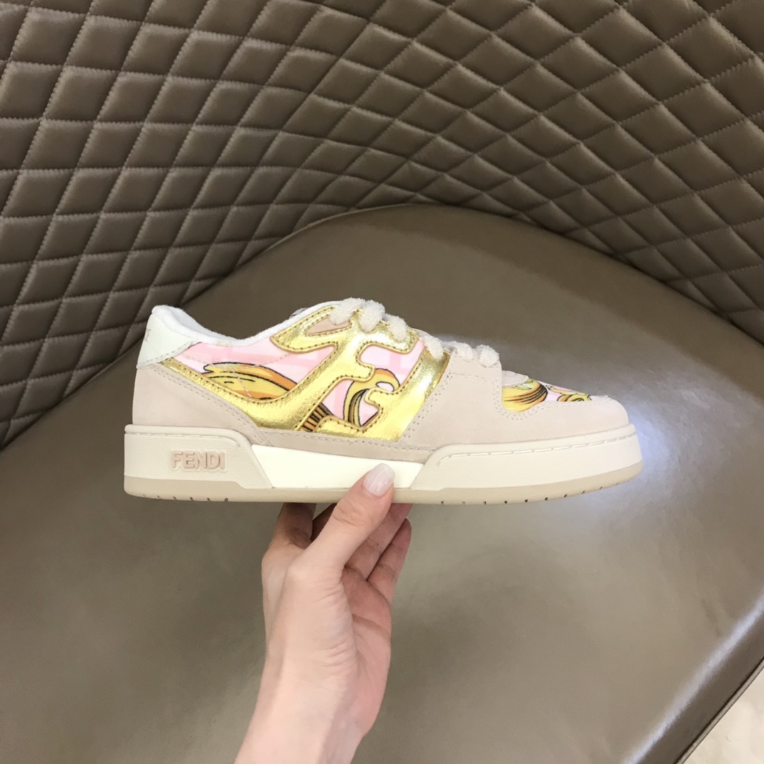 Fendi Match Fendace Printed Pink Satin Low-Tops Sneakers - DesignerGu