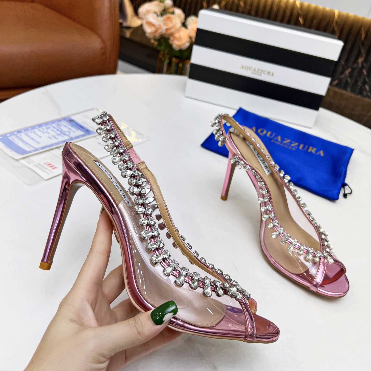 Aquazzura Temptation Crystal Sandal 105 - DesignerGu