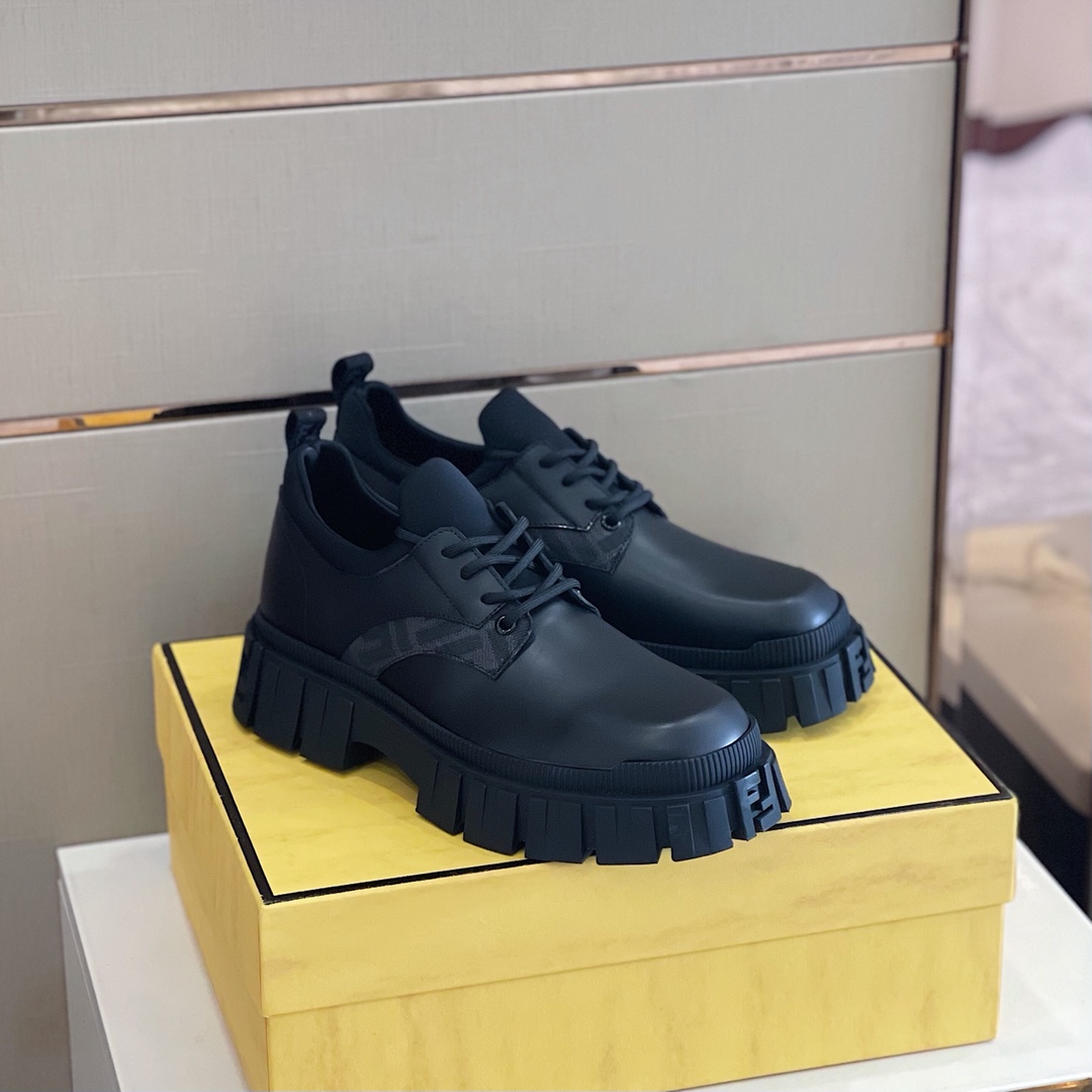 Fendi Black Leather Lace-Ups - DesignerGu