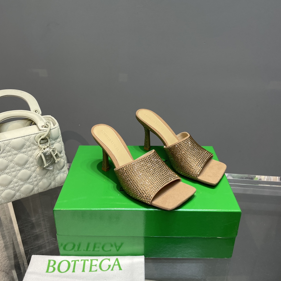 Bottega Veneta Stretch Strass-Embellished Silk Mules - DesignerGu