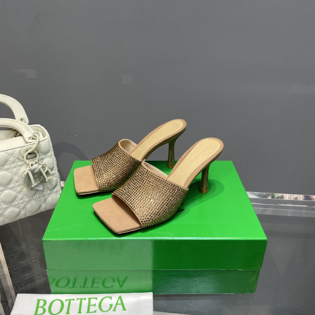 Bottega Veneta Stretch Strass-Embellished Silk Mules - DesignerGu