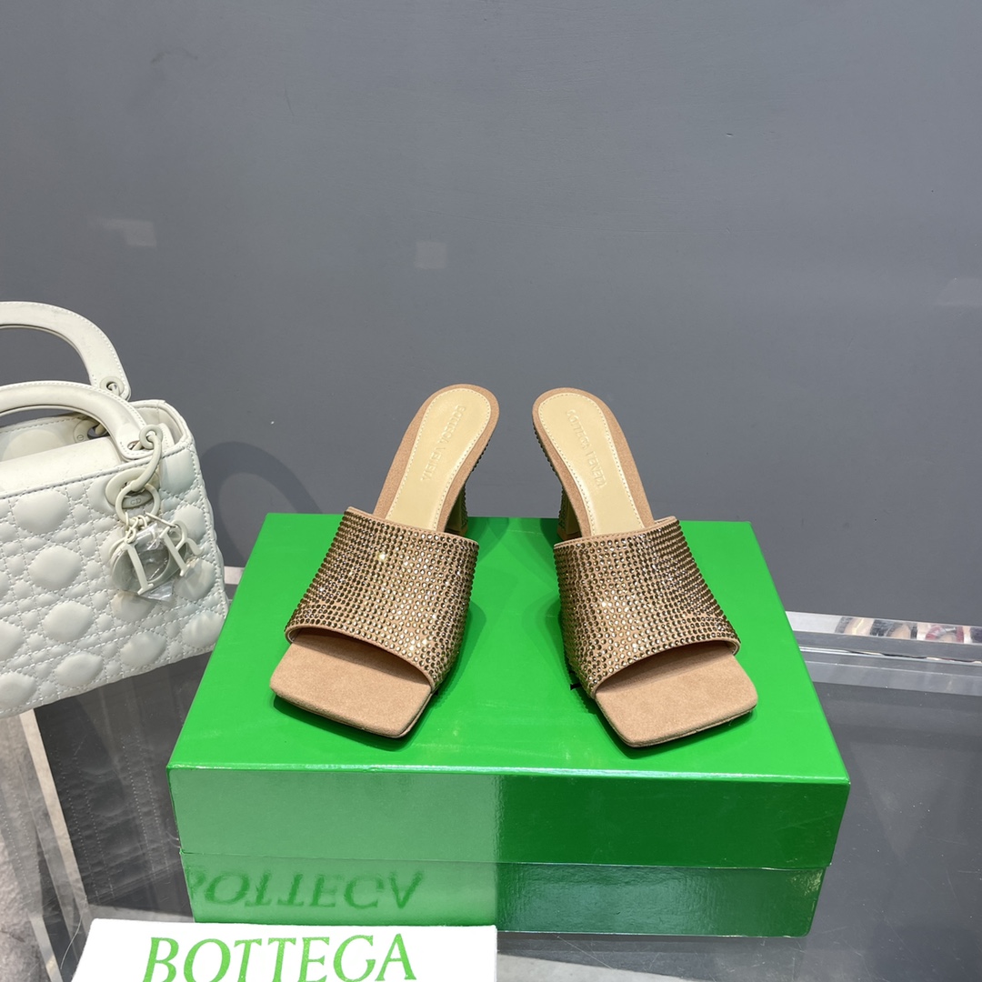 Bottega Veneta Stretch Strass-Embellished Silk Mules - DesignerGu