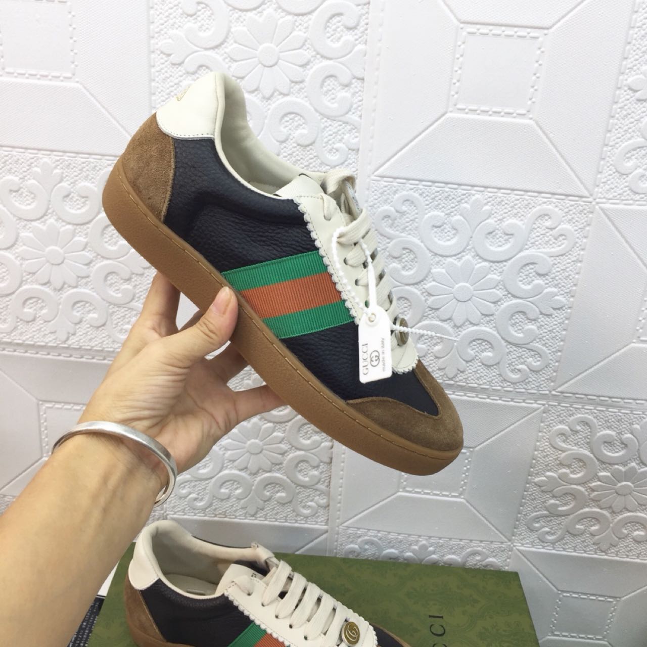 Gucci Leather Web Sneaker - DesignerGu