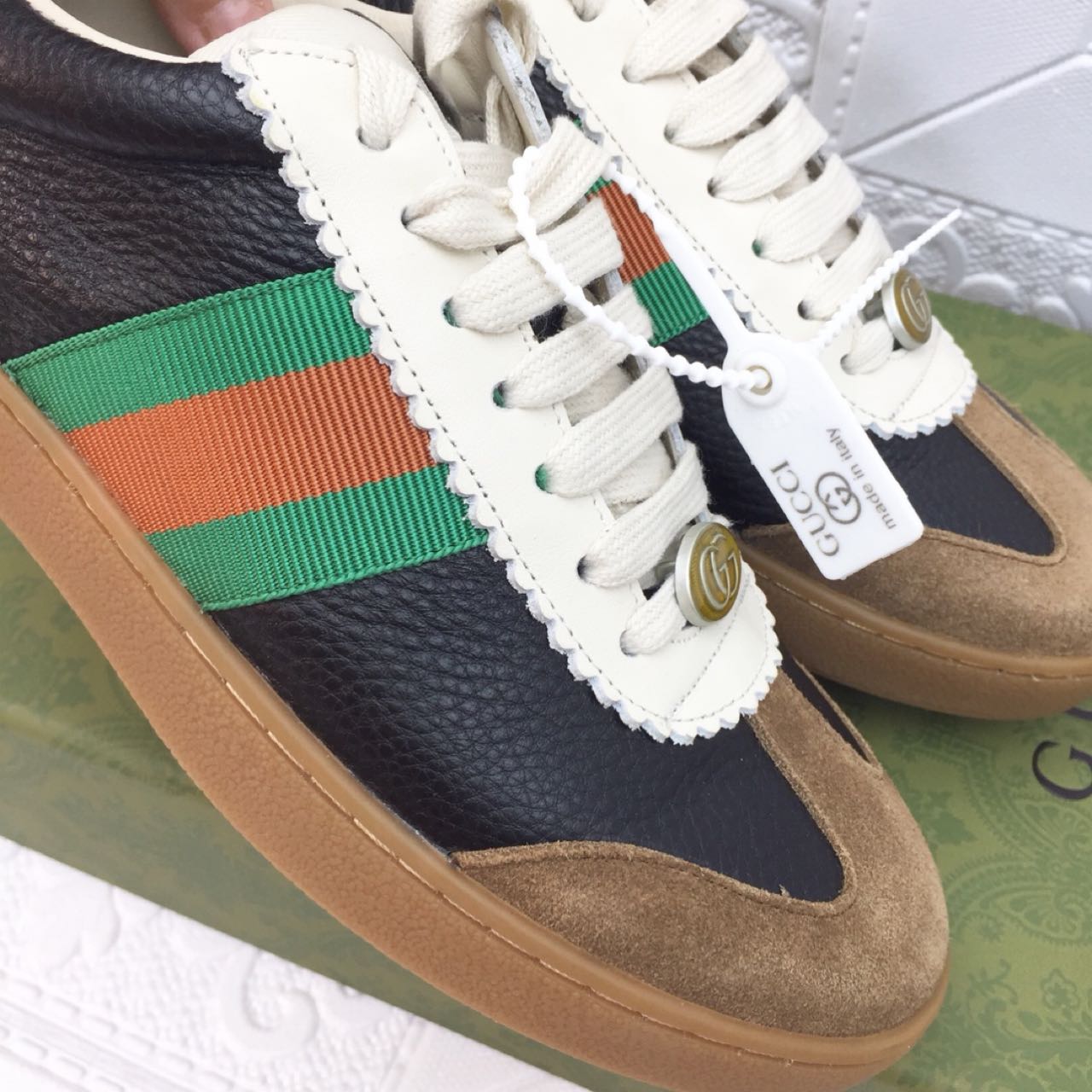 Gucci Leather Web Sneaker - DesignerGu