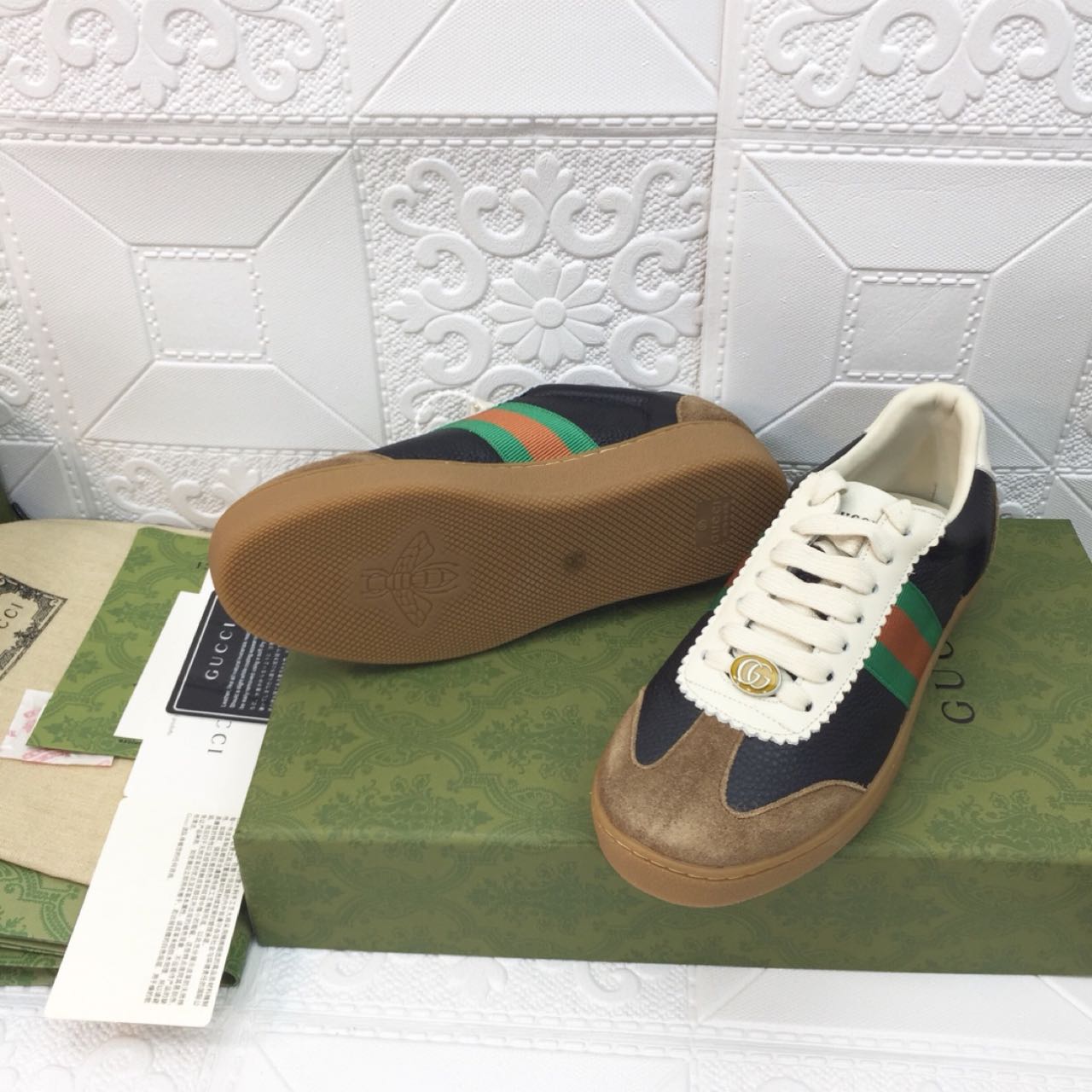 Gucci Leather Web Sneaker - DesignerGu