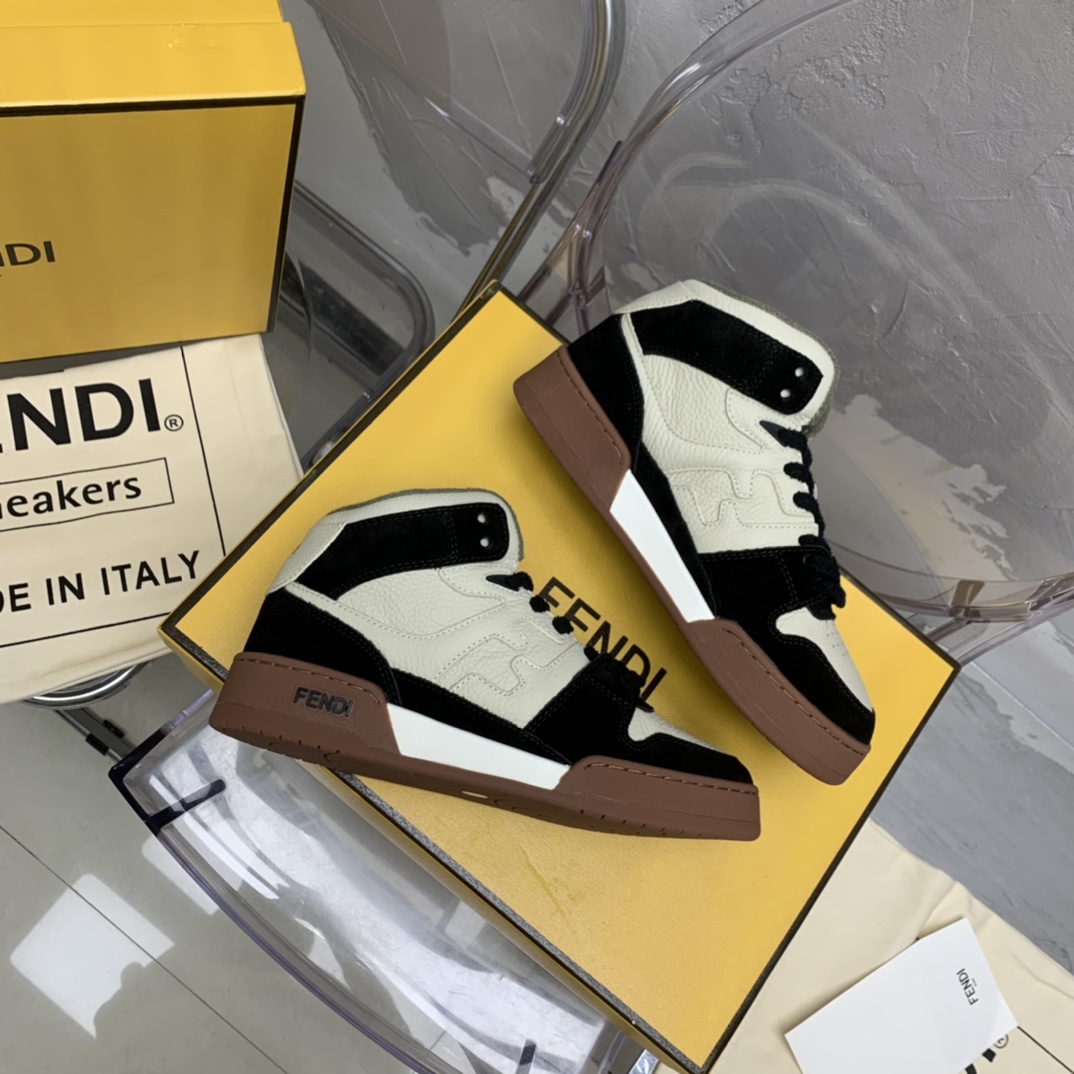 Fendi Match Black Leather High-Tops - DesignerGu