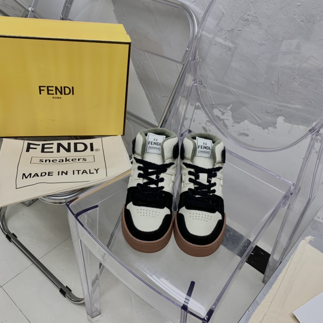 Fendi Match Black Leather High-Tops - DesignerGu