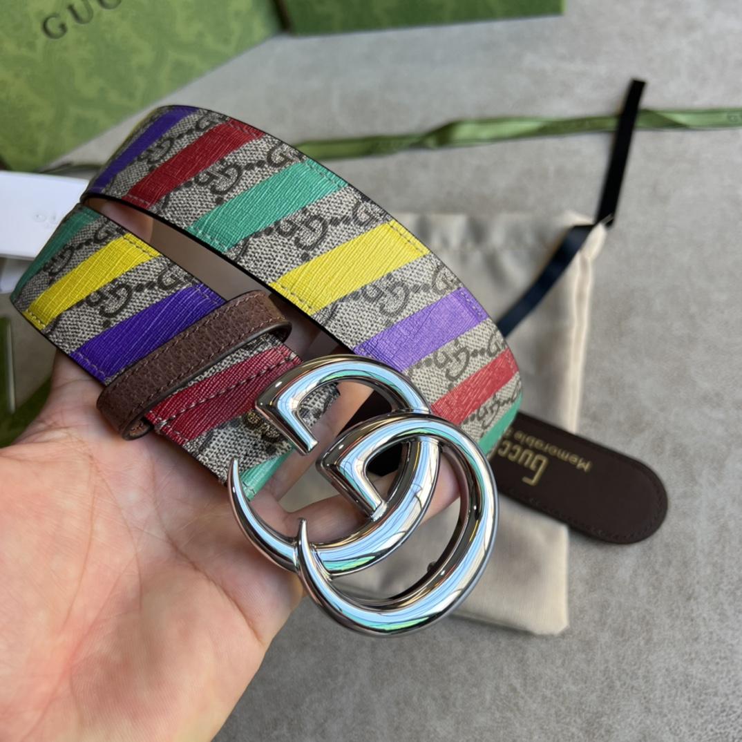 Gucci Striped Belt With Double G - DesignerGu