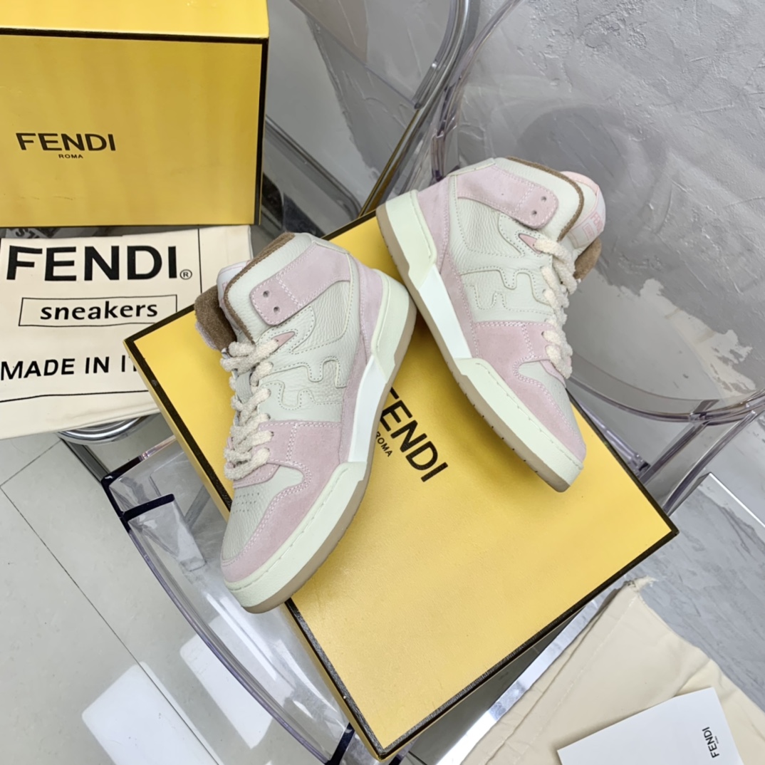 Fendi Match Black Leather High-Tops - DesignerGu