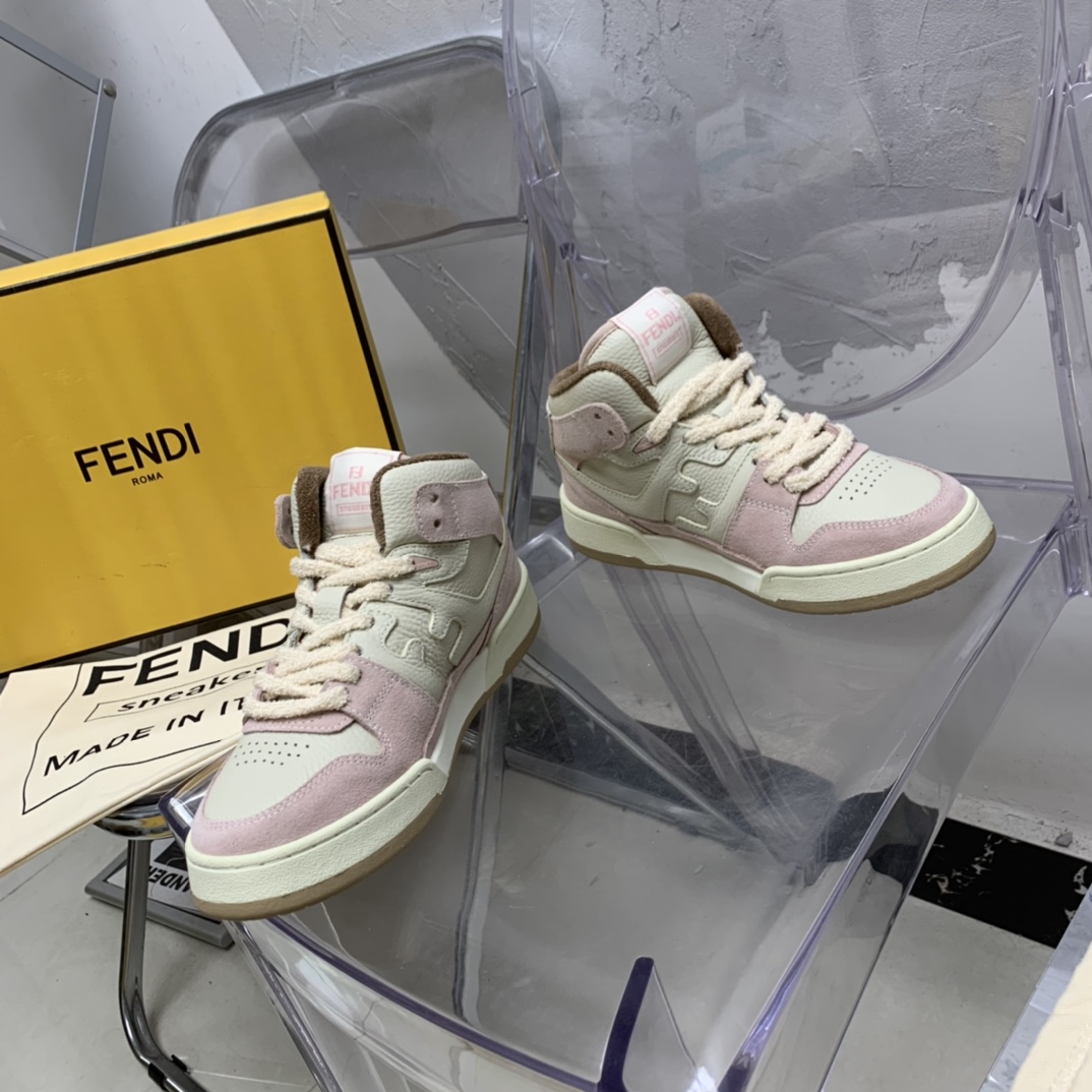 Fendi Match Black Leather High-Tops - DesignerGu