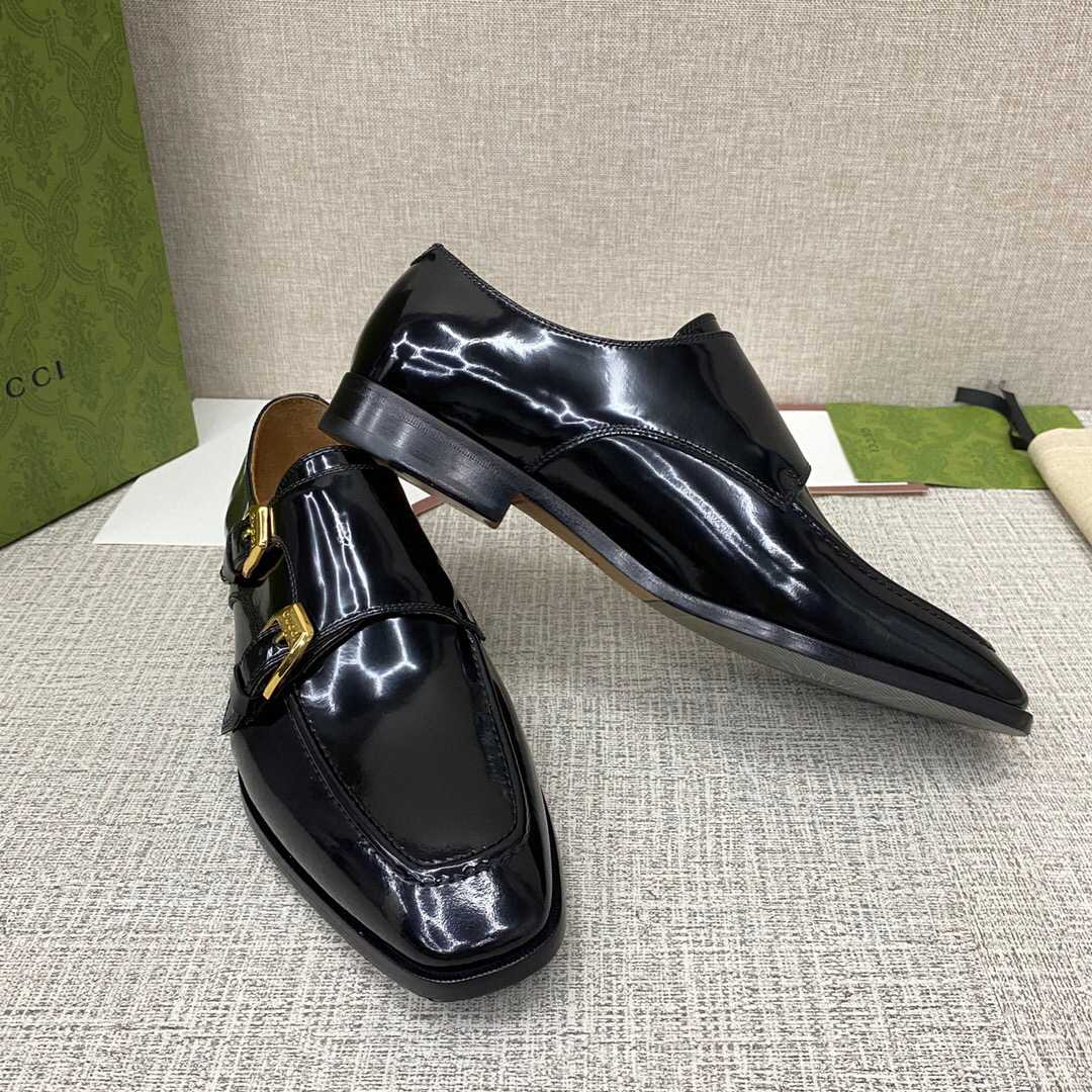 Gucci Monk-Strap Leather Shoes - DesignerGu