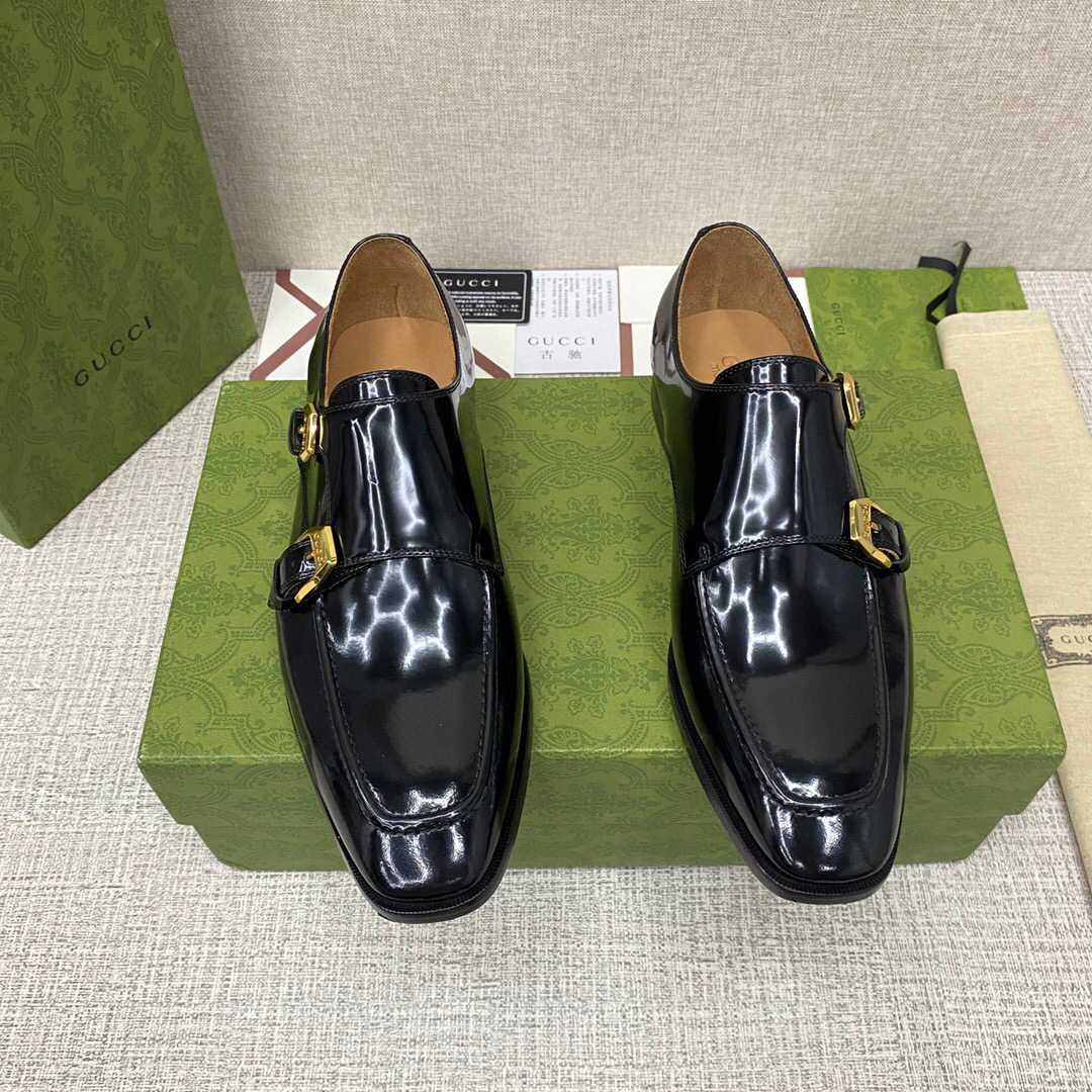 Gucci Monk-Strap Leather Shoes - DesignerGu