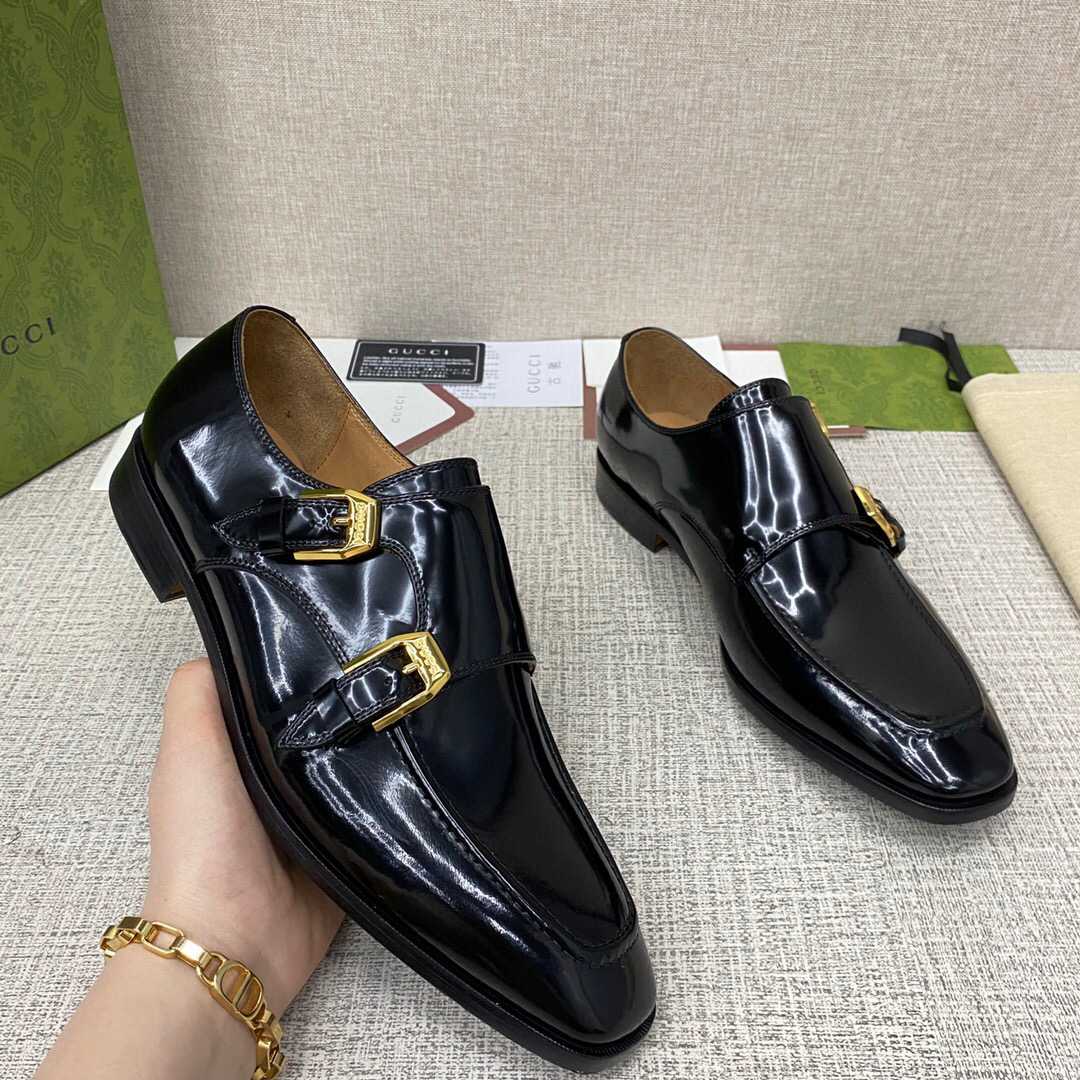 Gucci Monk-Strap Leather Shoes - DesignerGu