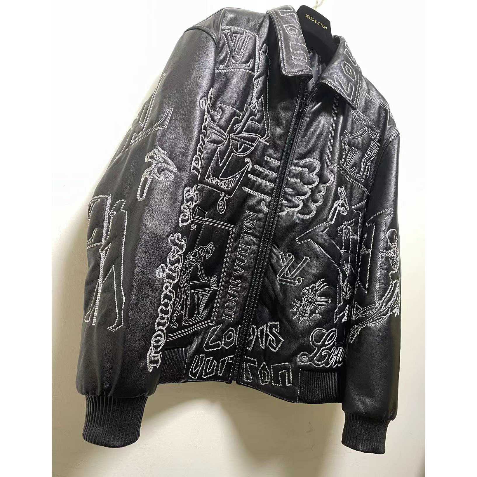 Louis Vuitton Black Leather 'Tourist vs. Purist' Bomber Jacket - DesignerGu