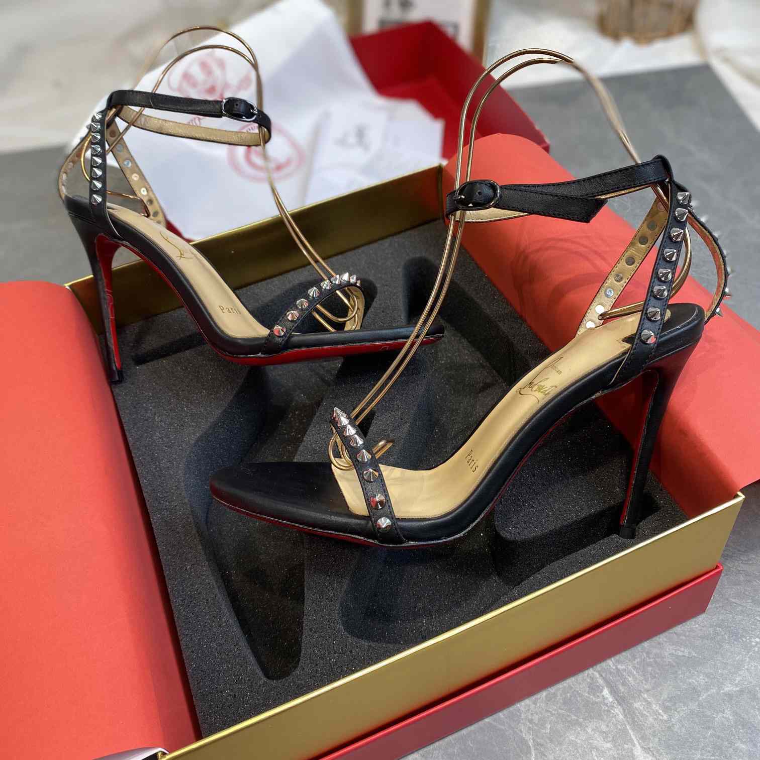 Christian Louboutin So Me Spike 70 Leather Sandals - DesignerGu