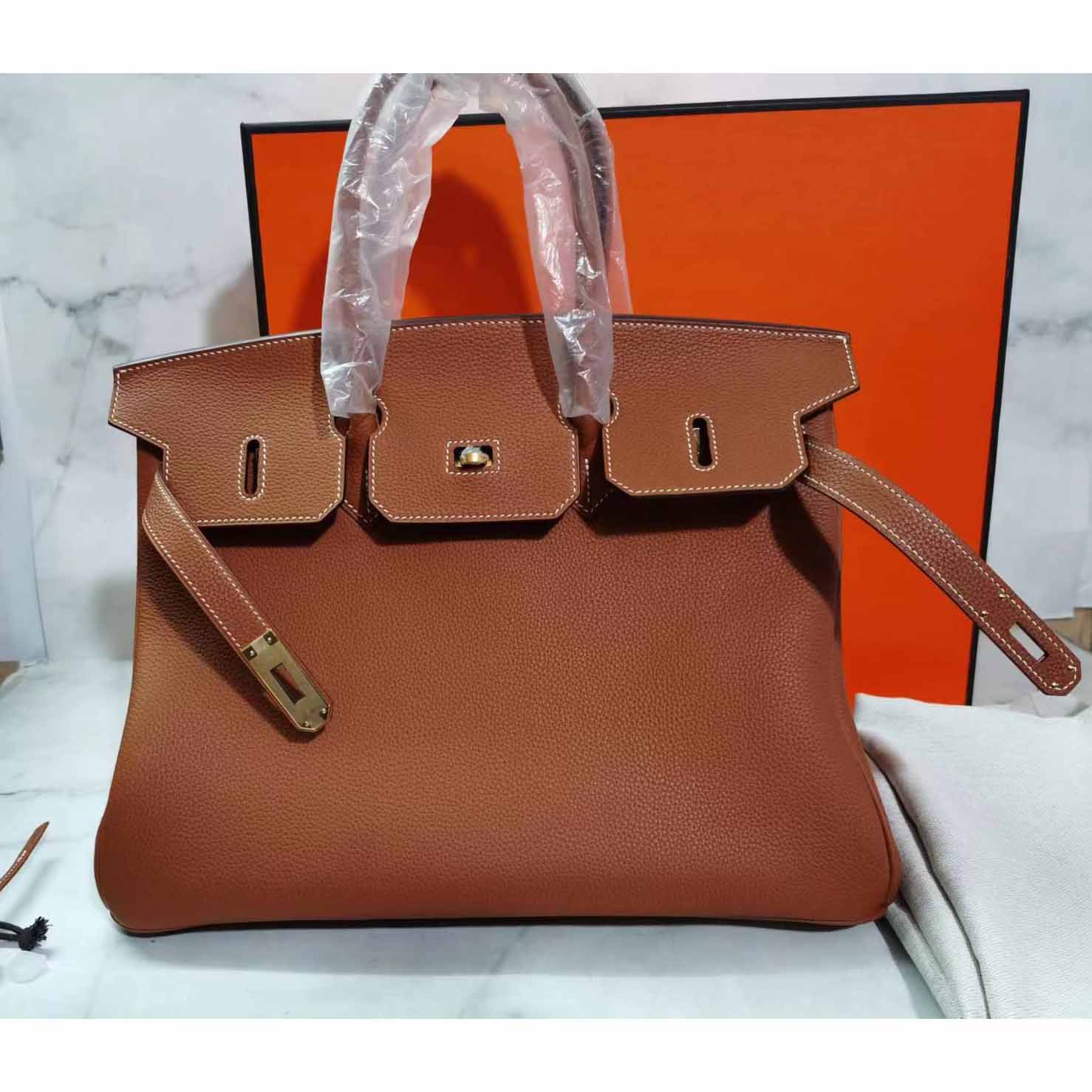 Hermes Birkin 30 Fjord Leather Gold Handbag （30-22-16CM） - DesignerGu