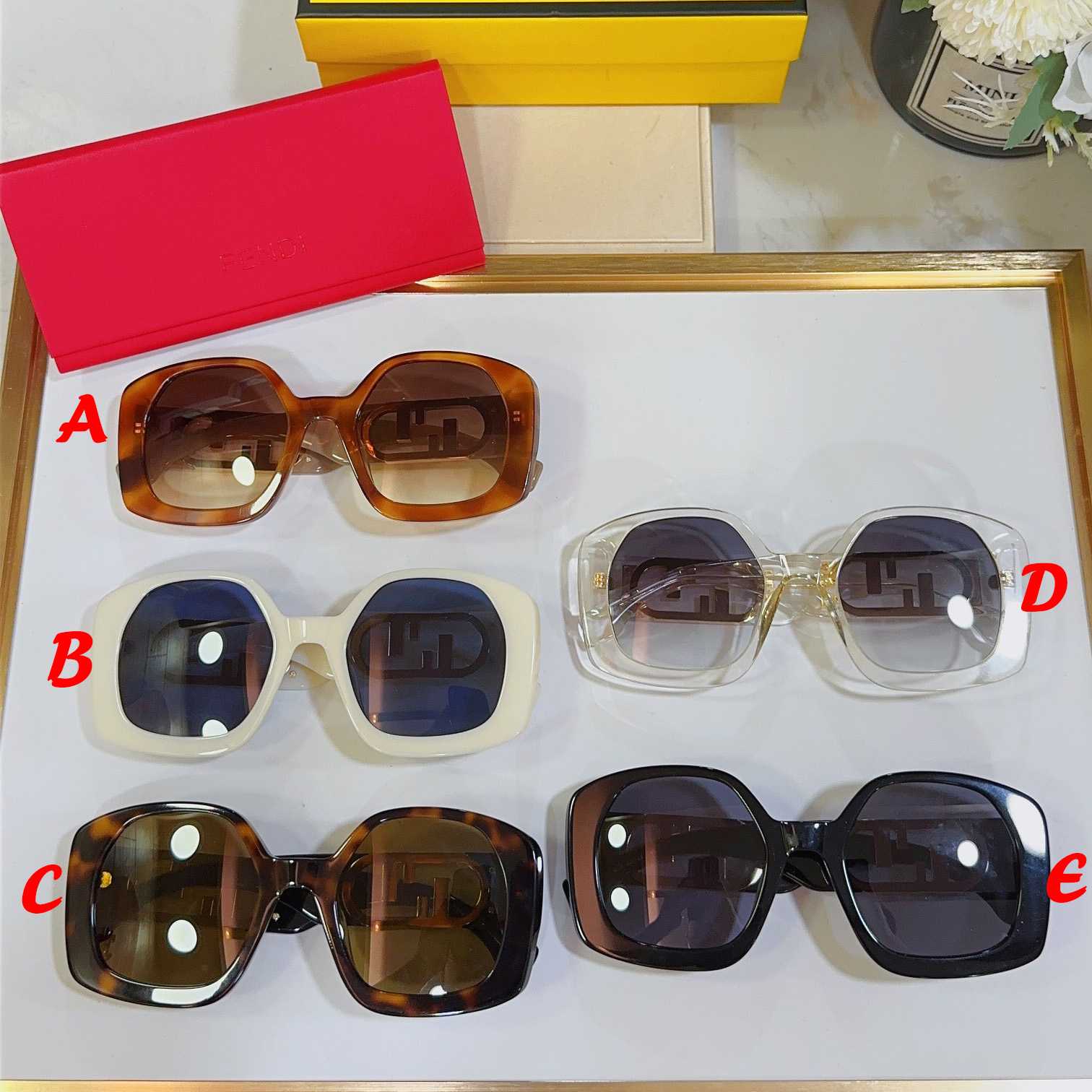 Fendi O’Lock Transparent Havana Acetate Sunglasses - DesignerGu