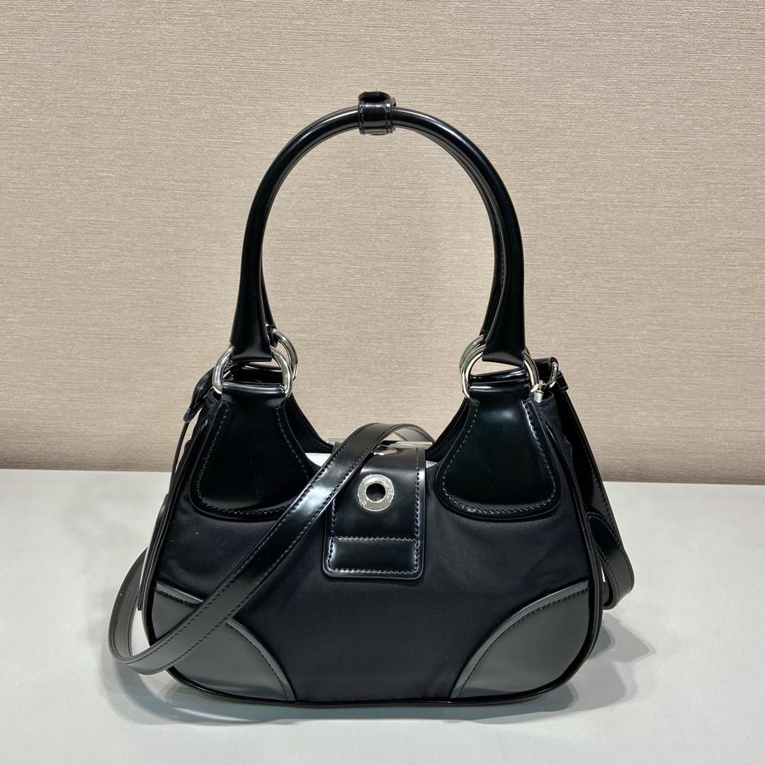 Prada Moon Re-Nylon And Leather Bag(22.5-16-7.5cm) - DesignerGu