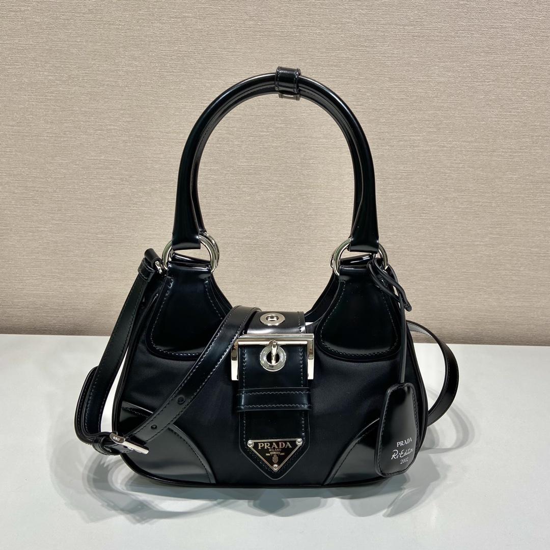 Prada Moon Re-Nylon And Leather Bag(22.5-16-7.5cm) - DesignerGu