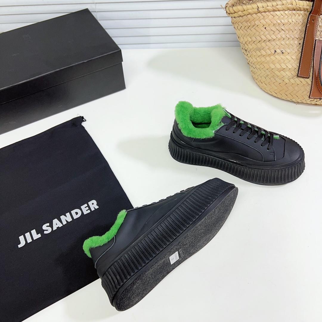 JIl Sander Leather Sneakers With Vulcanized Rubber Sole - DesignerGu