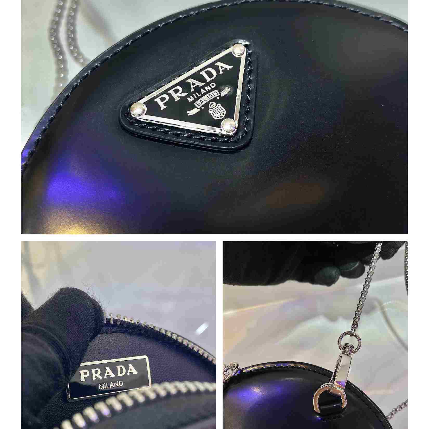 Prada Logo Leather Shoulder Bag(12-12-2cm) - DesignerGu