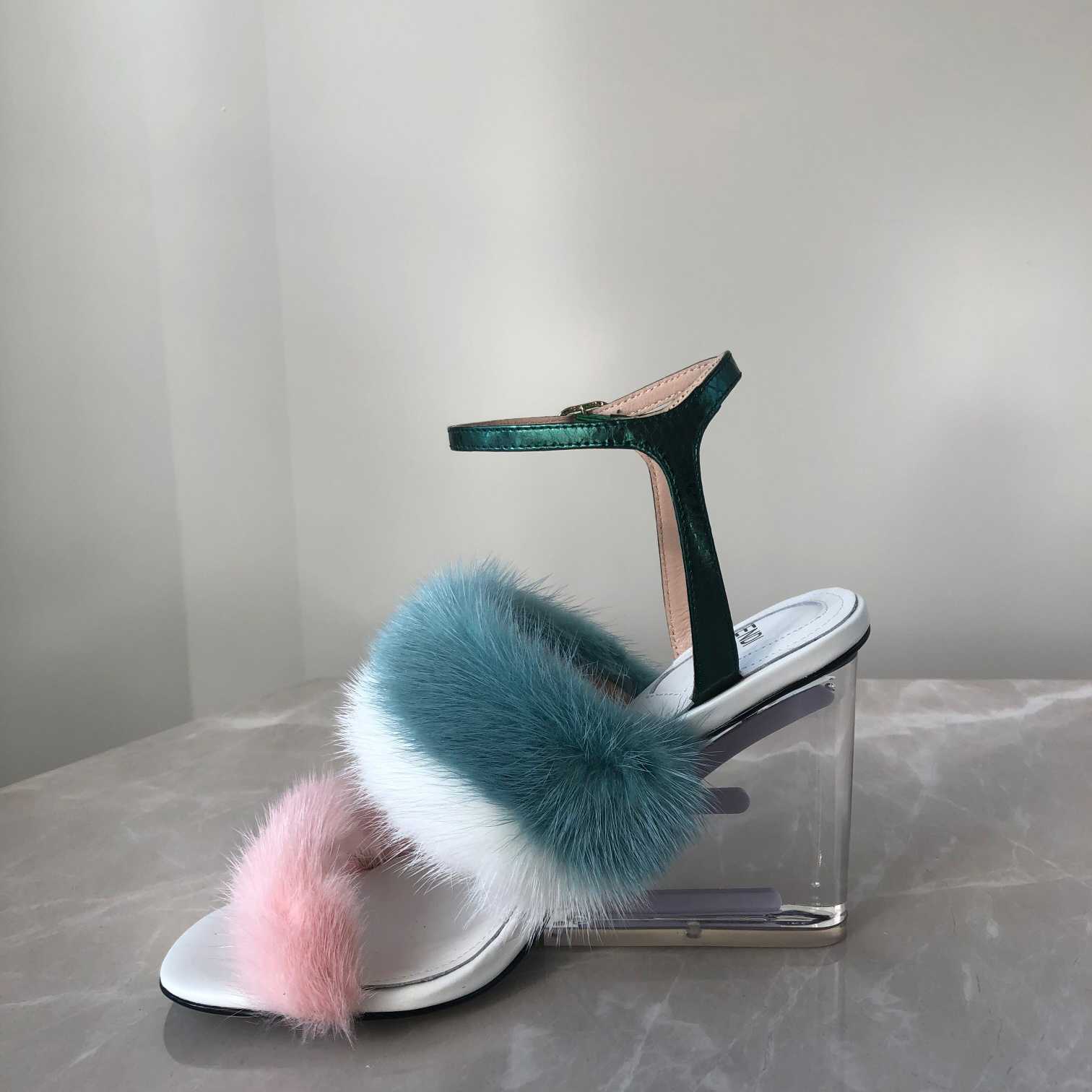 Fendi First Pink Mink High-Heeled Sandals - DesignerGu